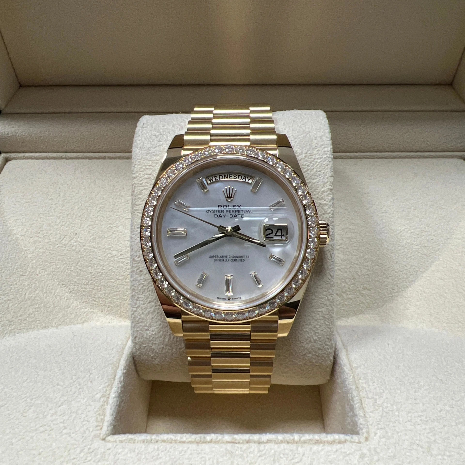 RLX Day-Date 40mm White Mother-of-Pearl Dial President Watch 228348RBR-0046