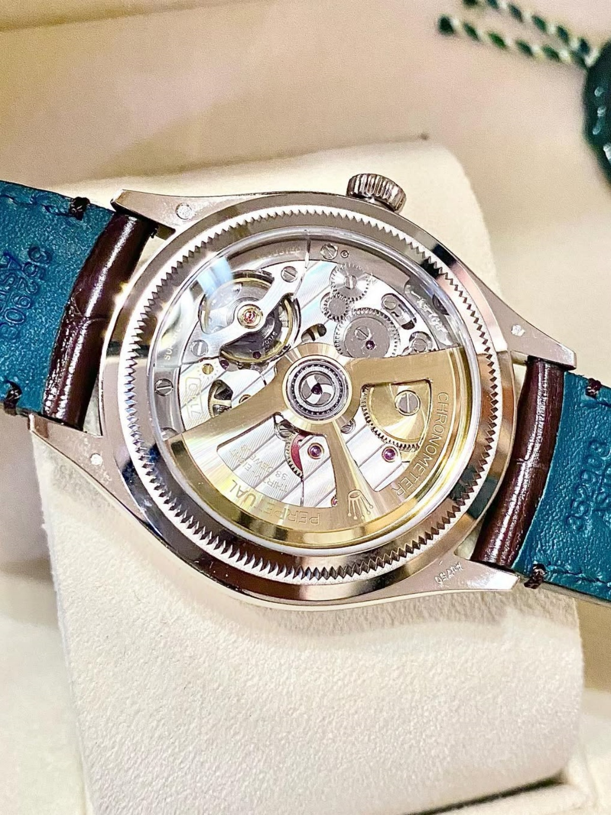 Rolex 1908 White Gold White Dial Brown Alligator Strap - 52509-0006