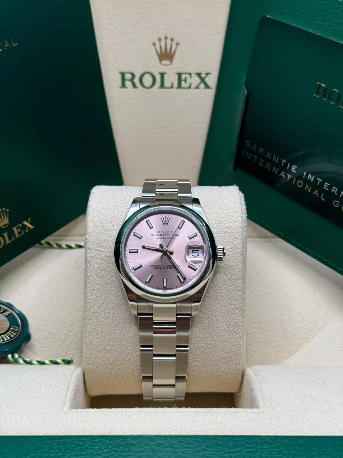 RLX Datejust m278240-0007/0008 31mm Pink Index Domed Bezel Oyster Oystersteel