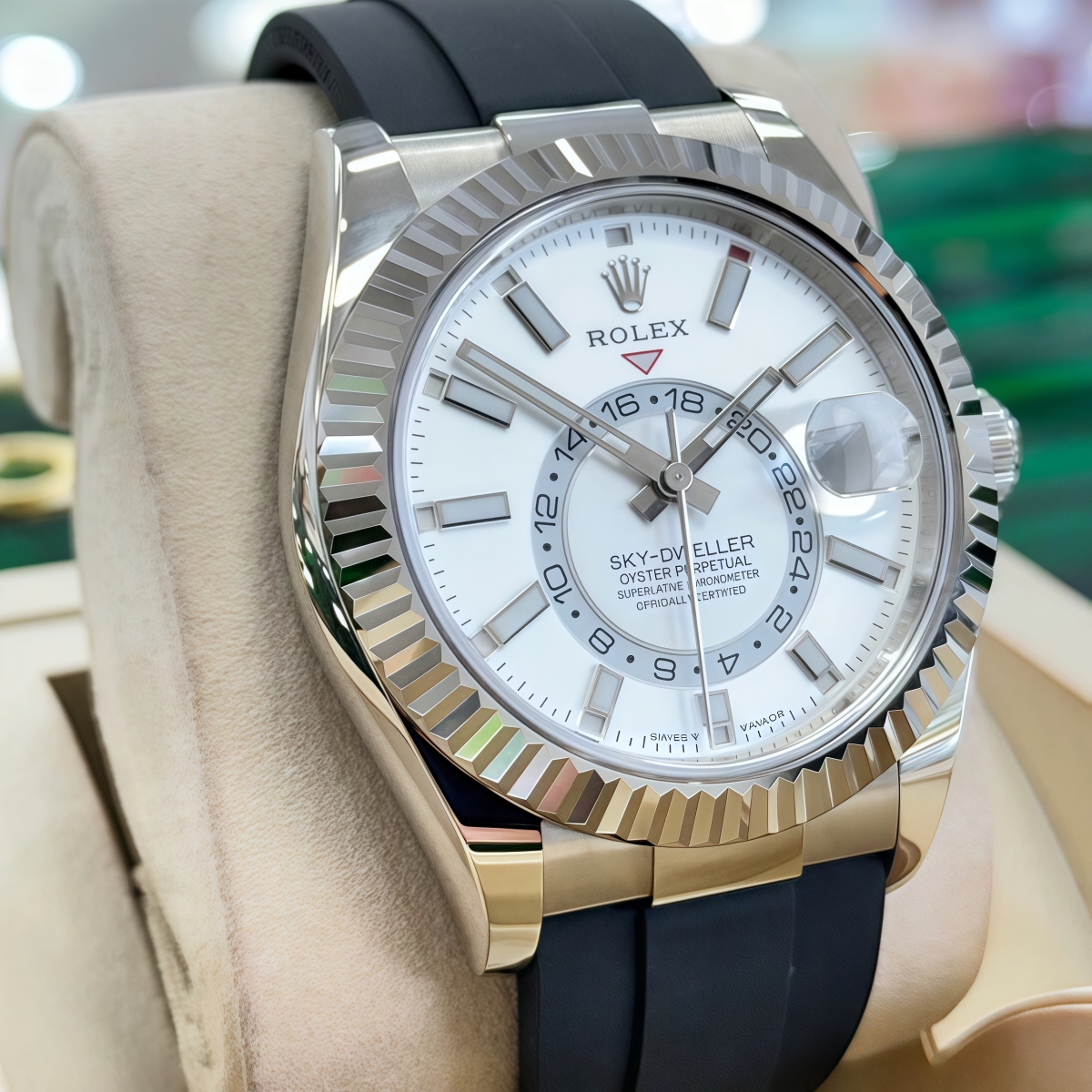 RLX Sky-Dweller 42mm White Gold White Dial Oysterflex - 336239