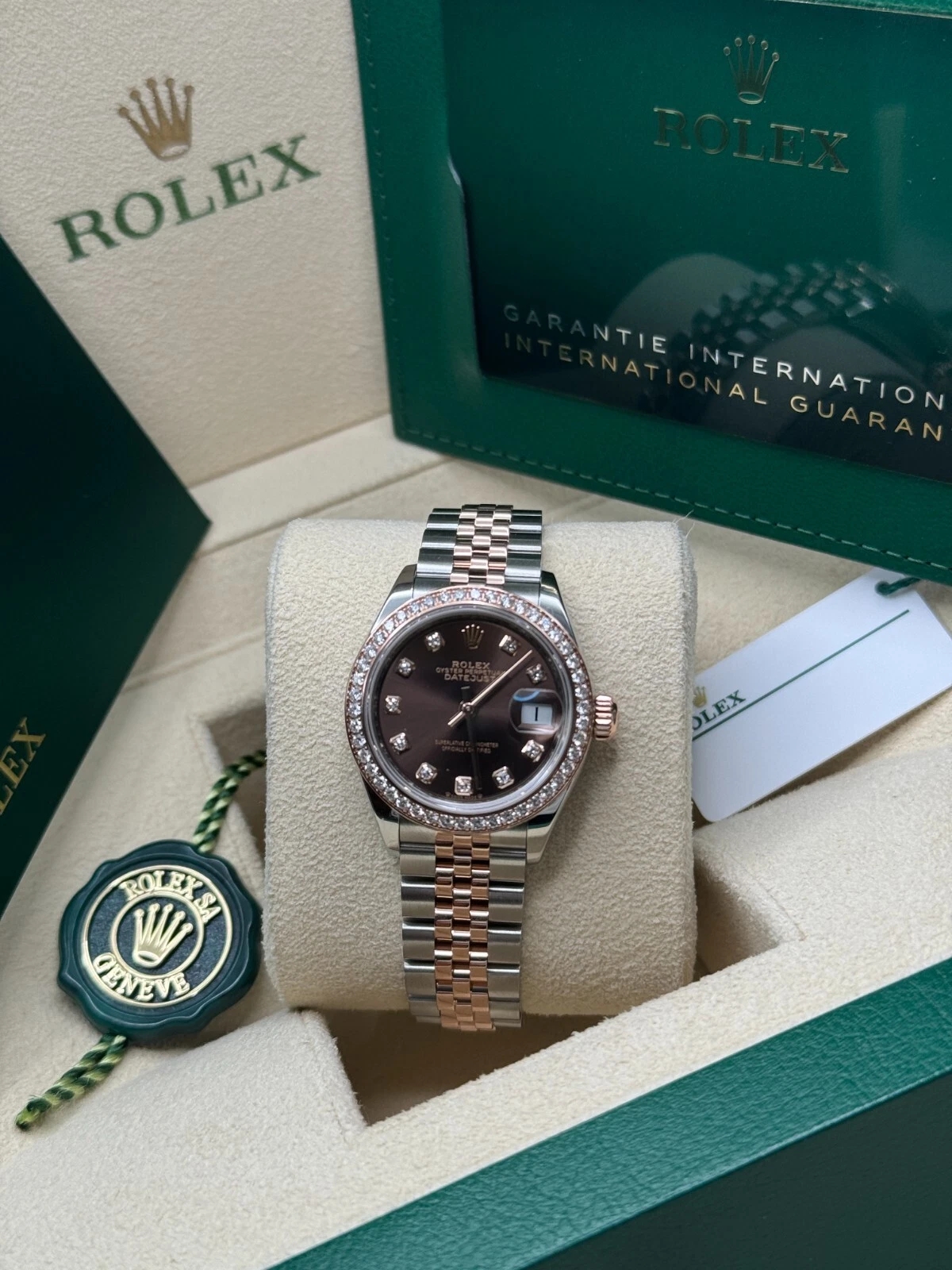 RLX Lady-Datejust 28mm 279381RBR Chocolate Diamond Dial Oyster Bracelet