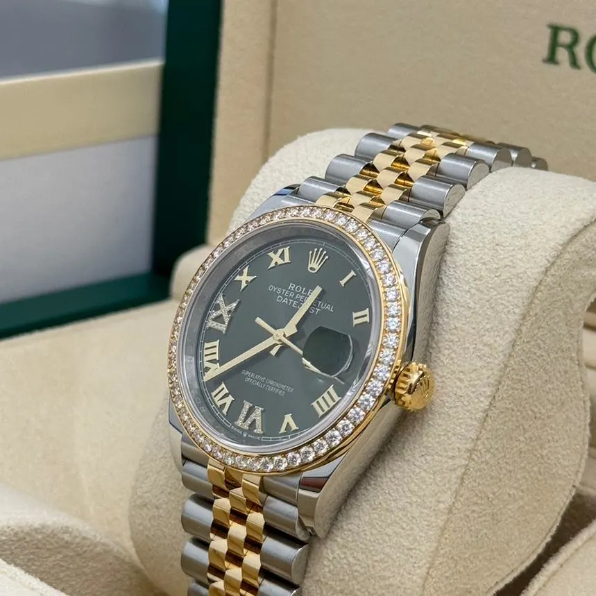 RLX  Datejust 36mm 126283 Olive Green Dial Jubilee Bracelet Watch