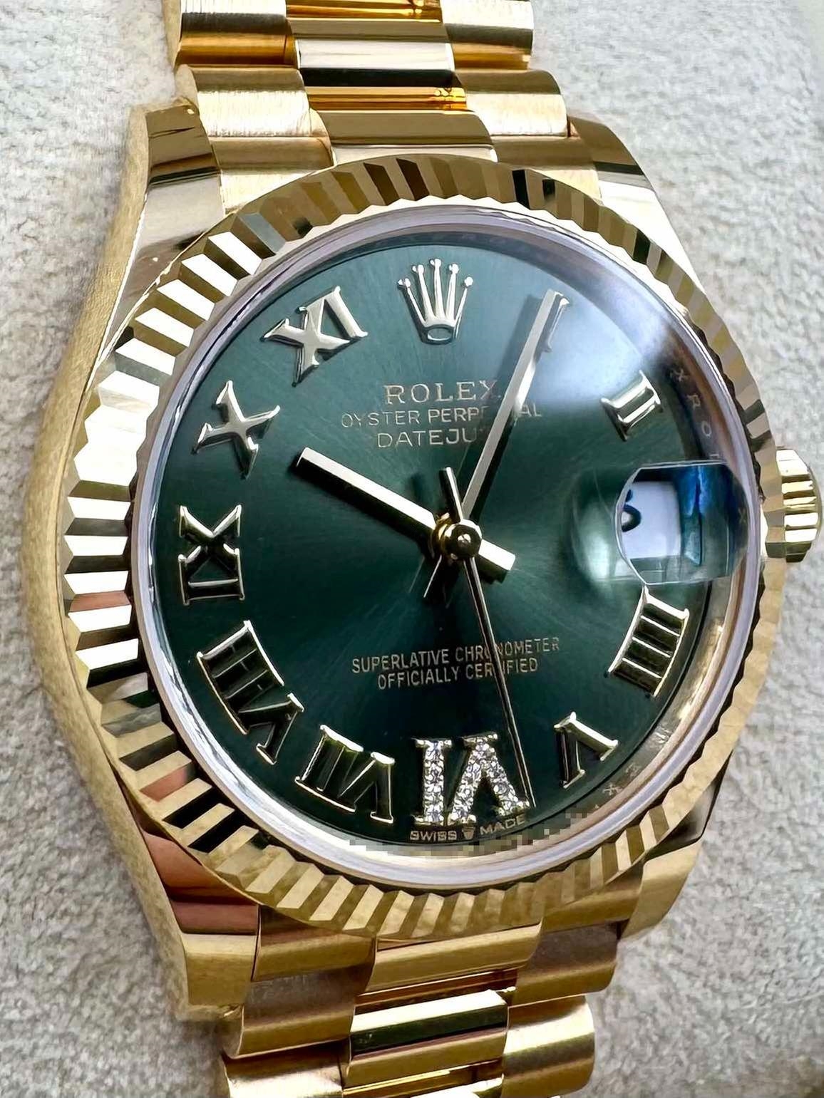 RLX Datejust m278278-0030 Olive Green 31mm Dial President Bracelet Watch