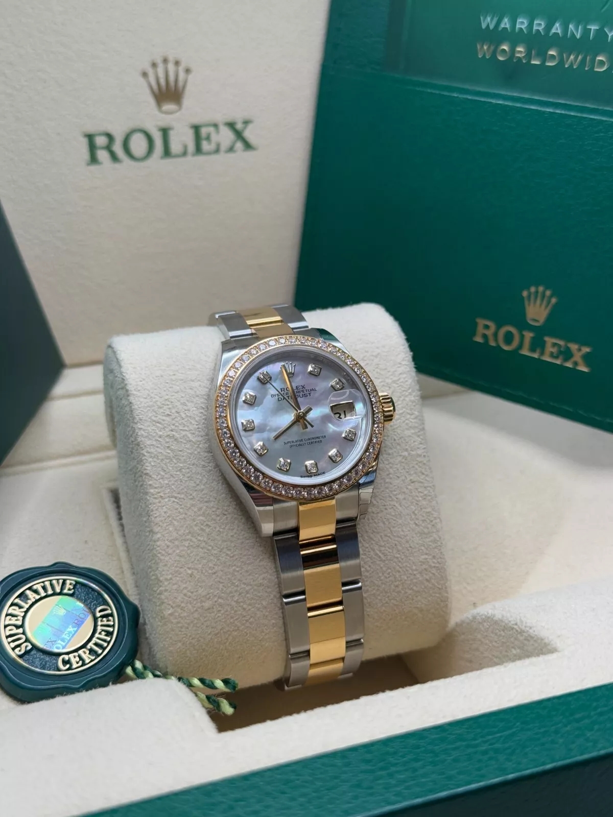 RLX Lady-Datejust 28mm 279383RBR Mother-of-Pearl Dial Yellow Rolesor Oyster Bracelet