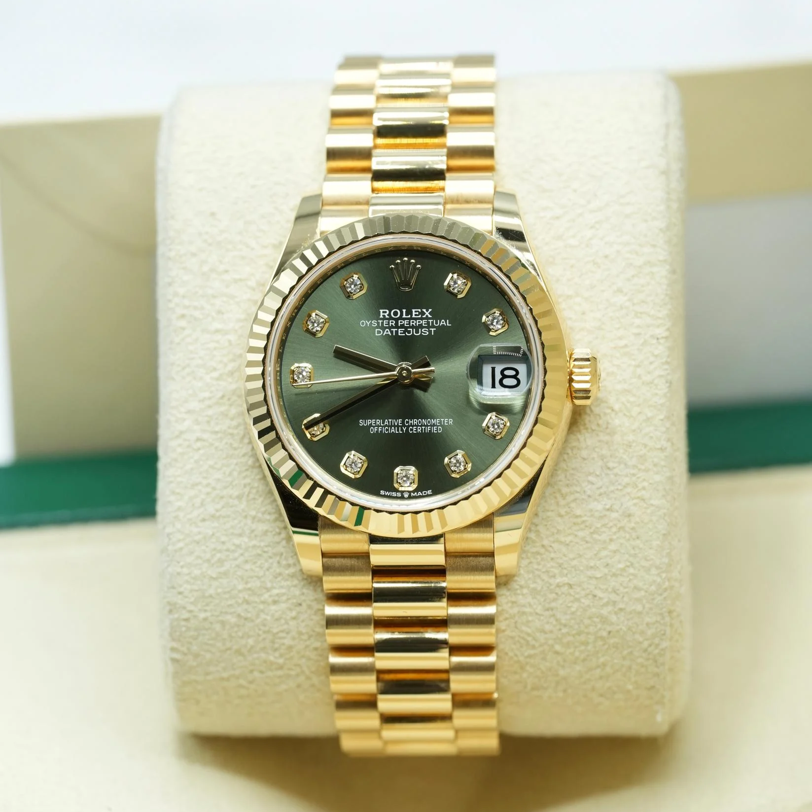 RLX Datejust m278278-0011 Olive Green 31mm Dial President Bracelet Watch