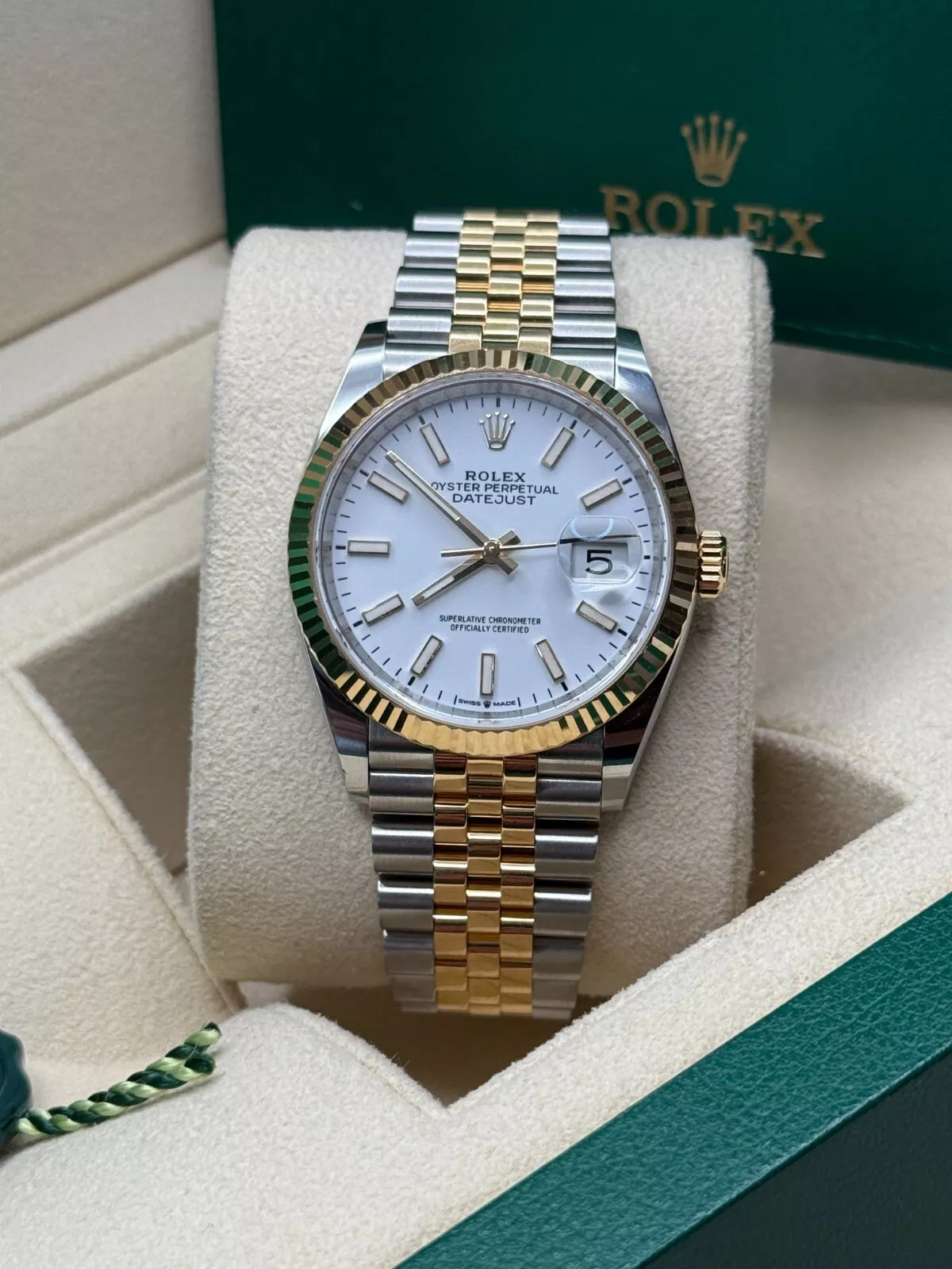 RLX  Datejust 36mm 126233 White Index Dial Two-Tone Jubilee Bracelet Watch