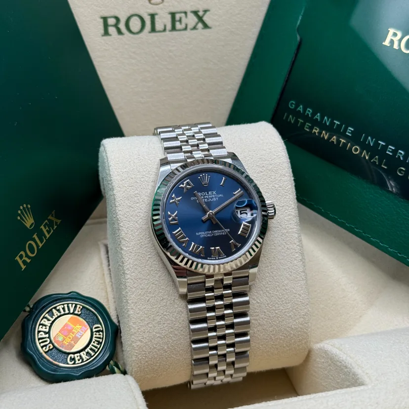 RLX Datejust m278274-0033/0034 Bright Blue Dial 31mm Fluted Bezel Oyster Bracelet