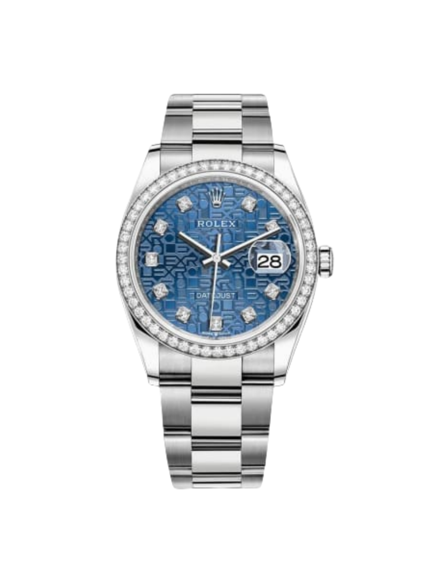 RLX  Datejust 36mm 126284 Blue Jubilee Diamond Dial & Diamond Bezel, Stainless Steel Oyster Bracelet Watch