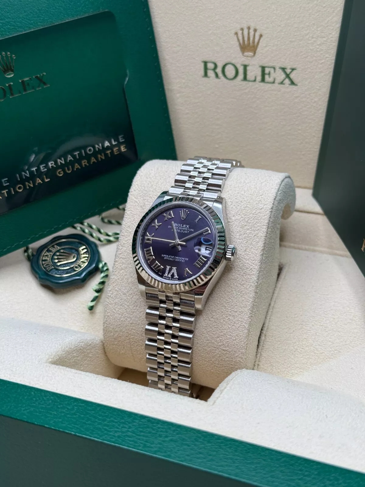 RLX Datejust m278274-0025/0026 Aubergine 31mm Dial Oyster Watch