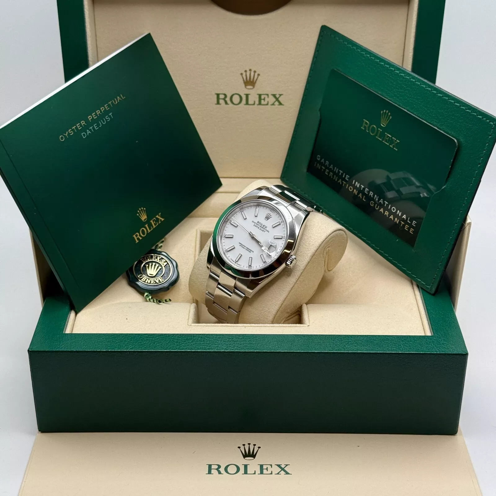 RLX  Datejust 41mm 126300 White Index Oyster Stainless Steel Watch