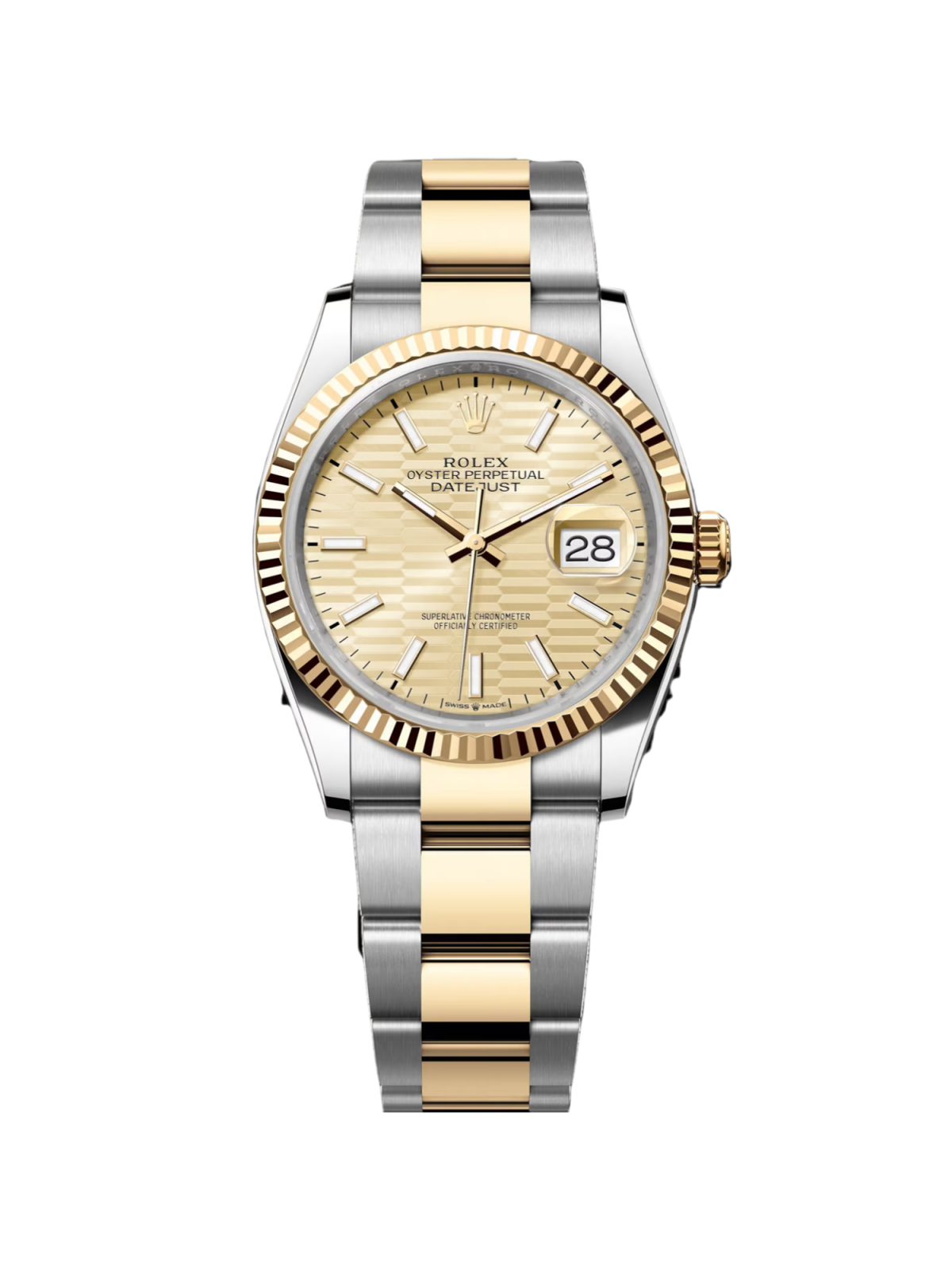 RLX  Datejust 36mm 126233 Golden Fluted Motif 36mm Dial Oyster Bracelet