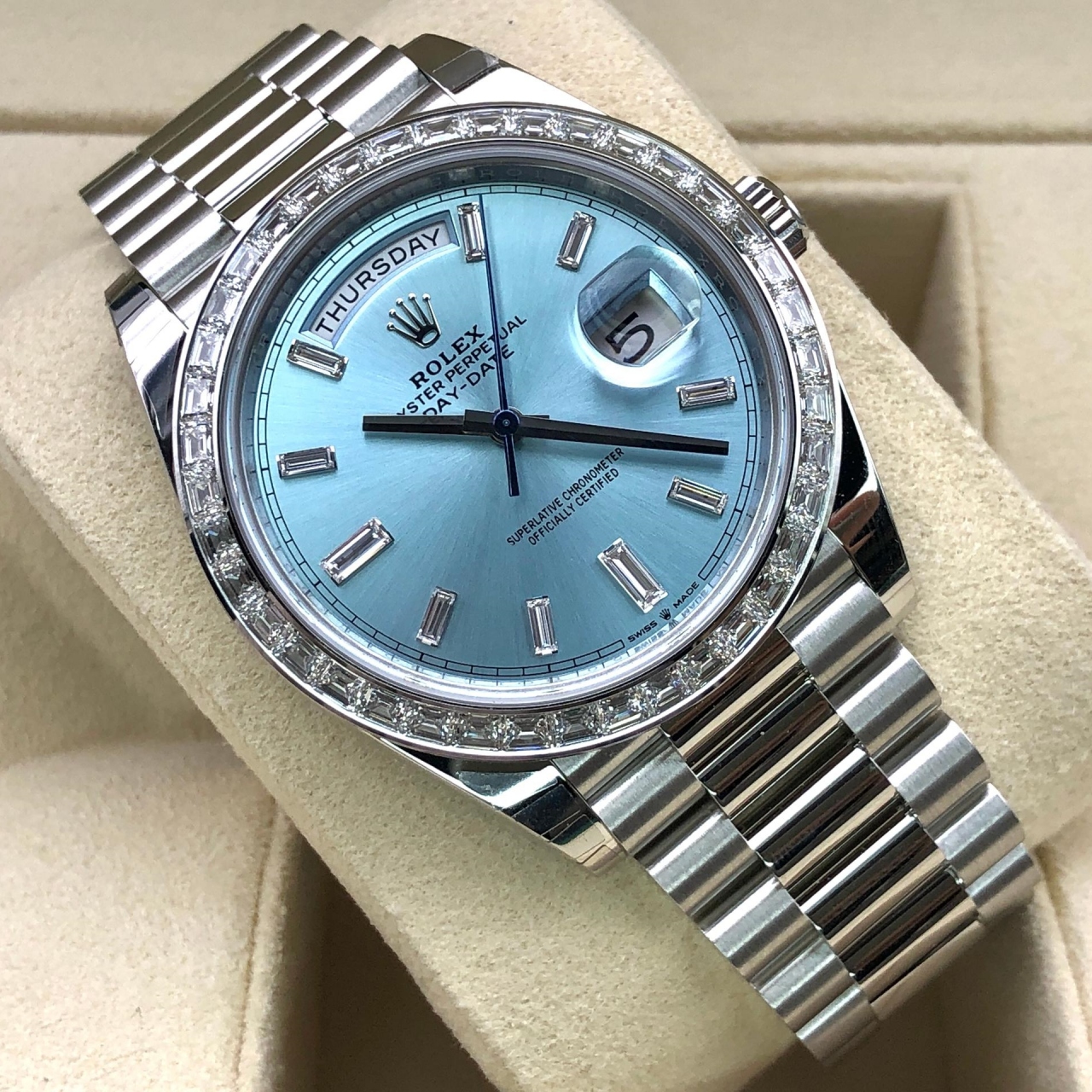 RLX Day-Date 40mm 228396TBR-0002 Ice Blue Diamonds Dial