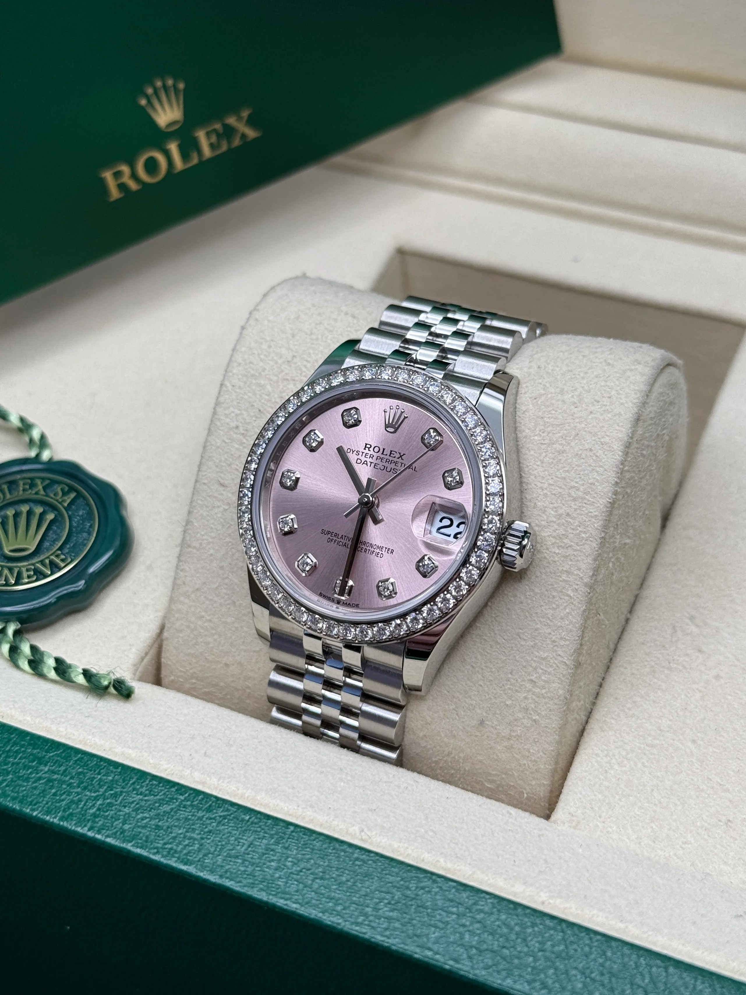 RLX Datejust m278384RBR-0035/0036 Pink 31mm Dial Oyster Watch