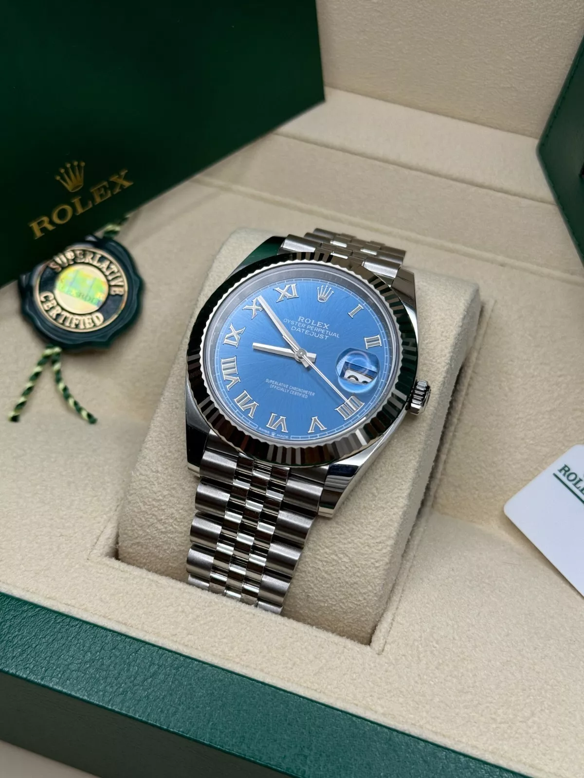 RLX  Datejust 41mm 126334 Blue Roman Oyster Stainless Steel Men’s Watch