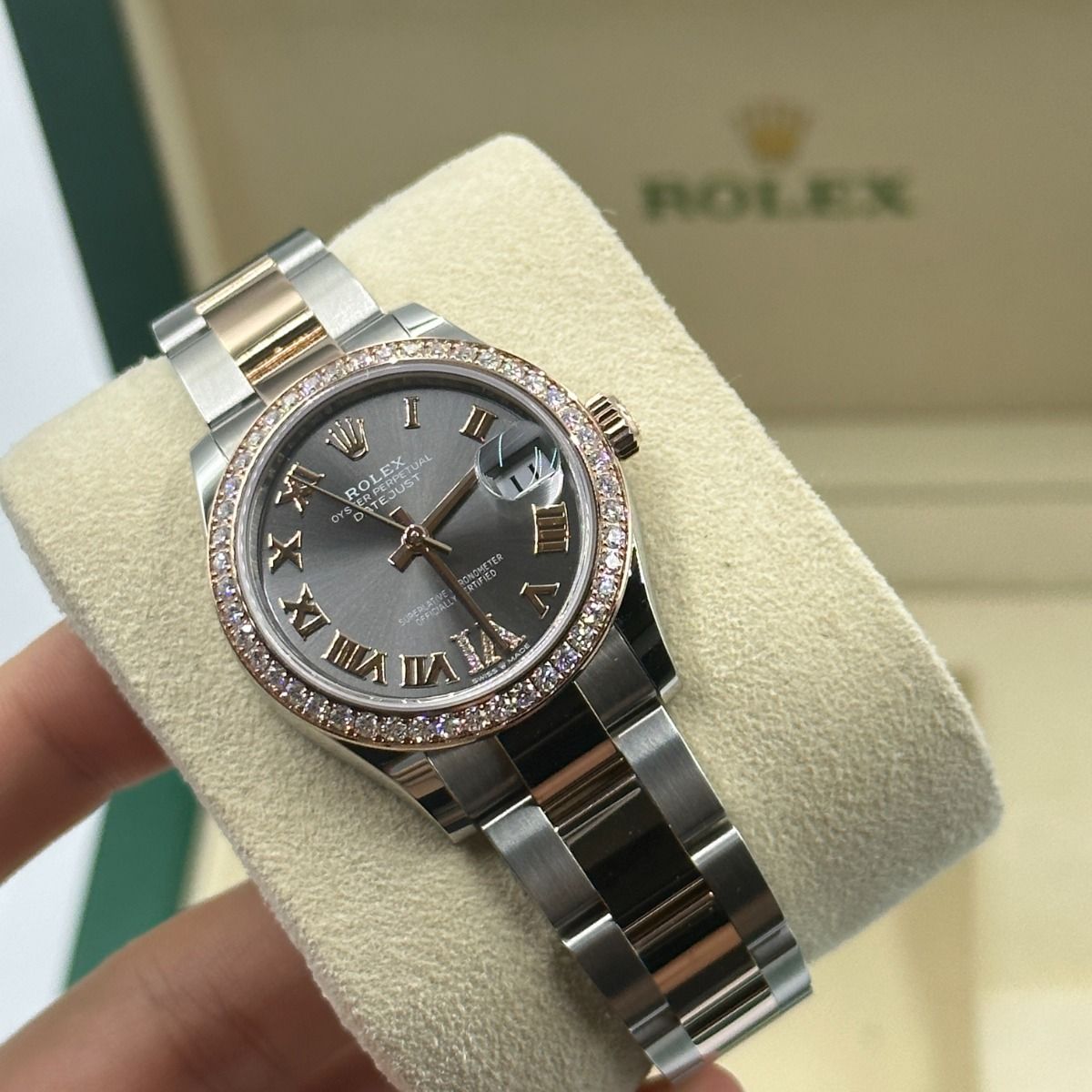 RLX Datejust m278381-0029/0030 Slate Roman Diamond Dial Diamond-Set Bezel 31mm