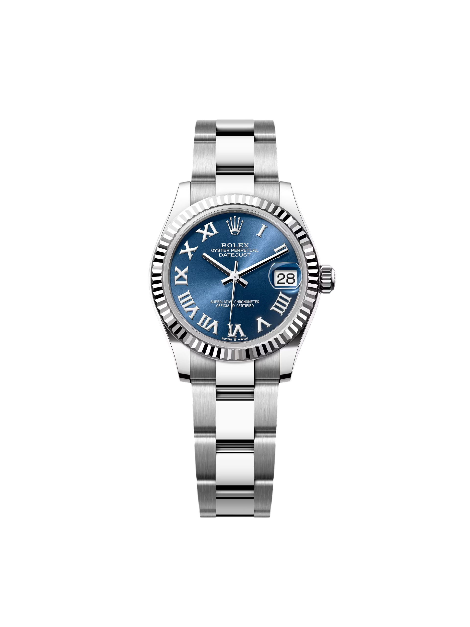 RLX Datejust m278274-0033/0034 Bright Blue Dial 31mm Fluted Bezel Oyster Bracelet