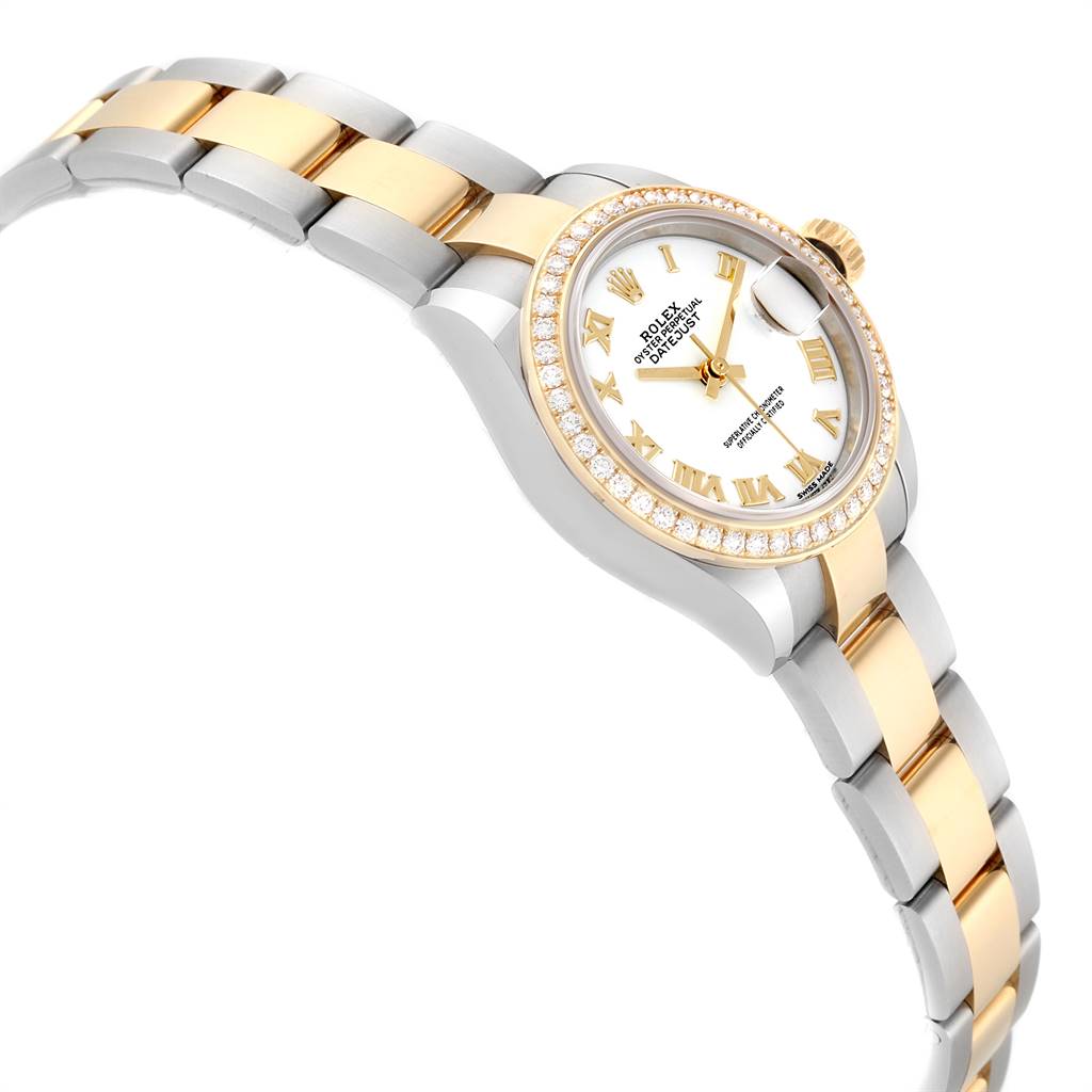 RLX Lady-Datejust 28mm 279383RBR White Roman Dial Yellow Rolesor Oyster Bracelet