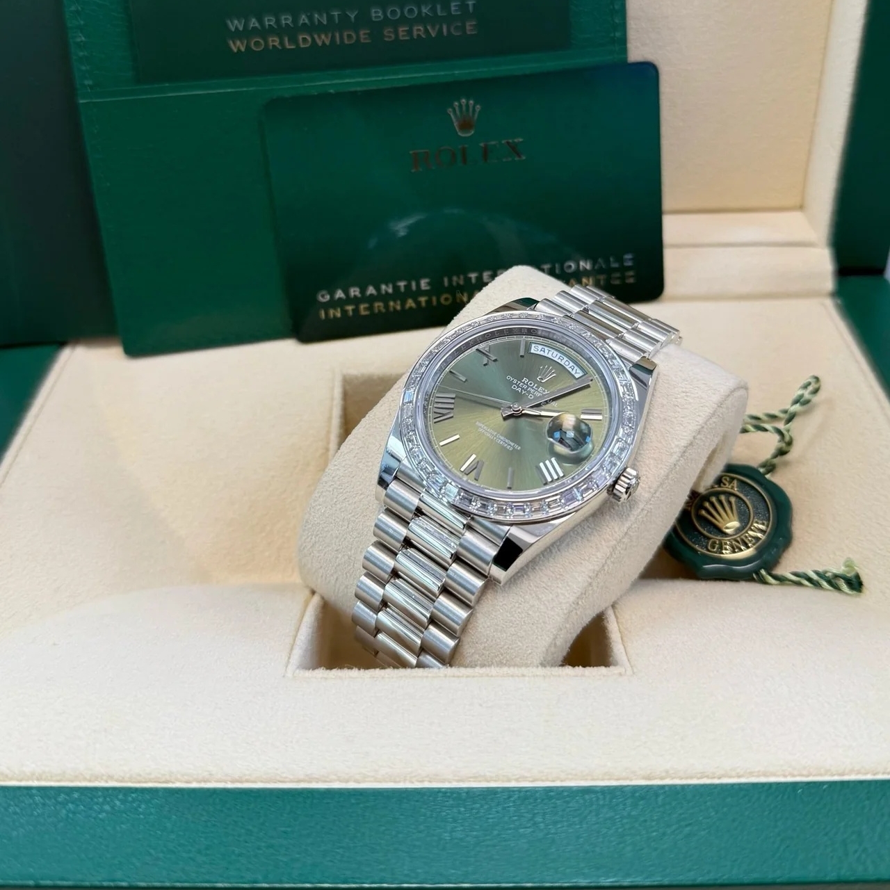 RLX Day-Date 40mm 228396TBR-0020 Green Roman Dial