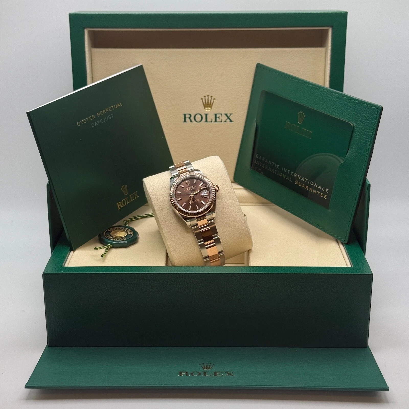 RLX Lady-Datejust 28mm 279171 Chocolate Index Oyster Stainless Steel and Rose Gold