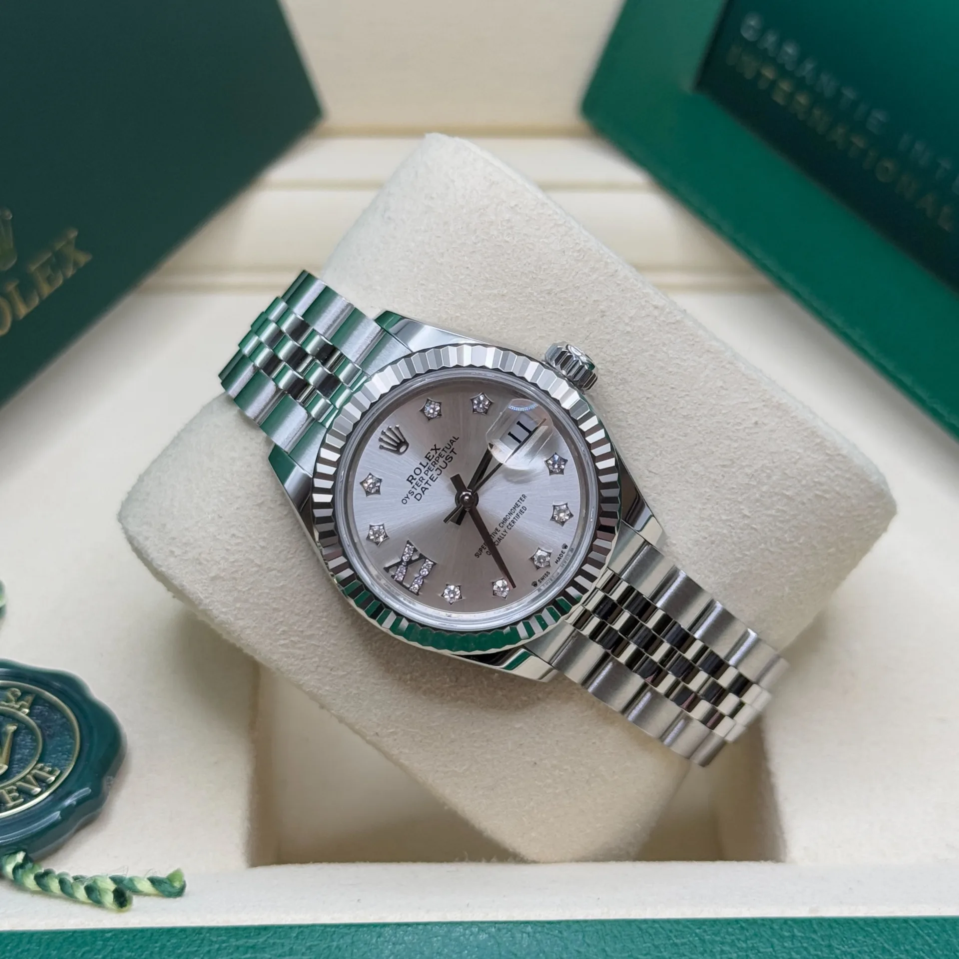 RLX Lady-Datejust 28mm 279174 Silver Diamond Dial Oyster Bracelet