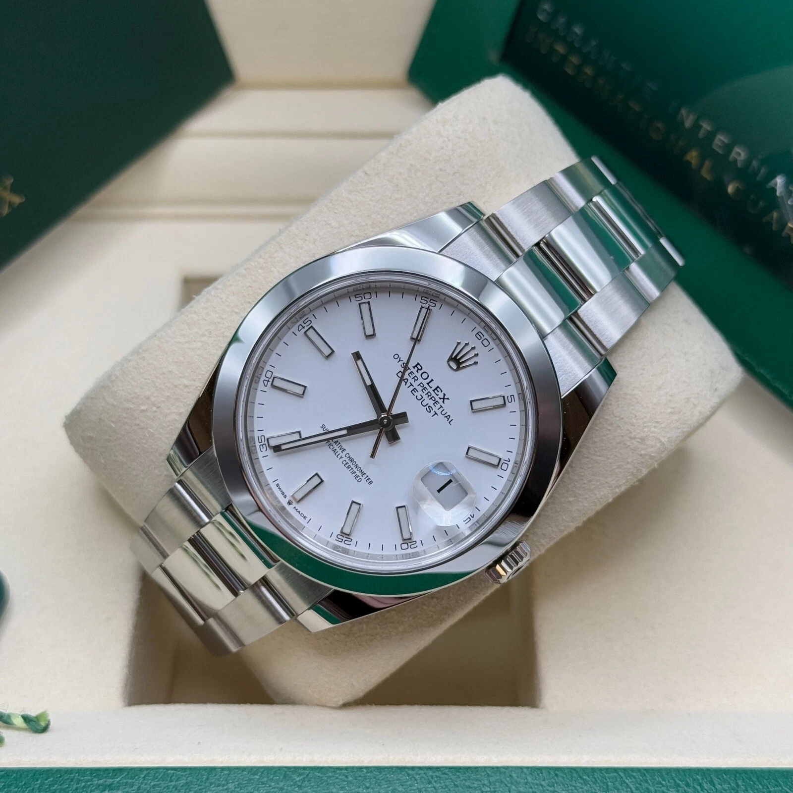 RLX  Datejust 41mm 126300 White Index Oyster Stainless Steel Watch