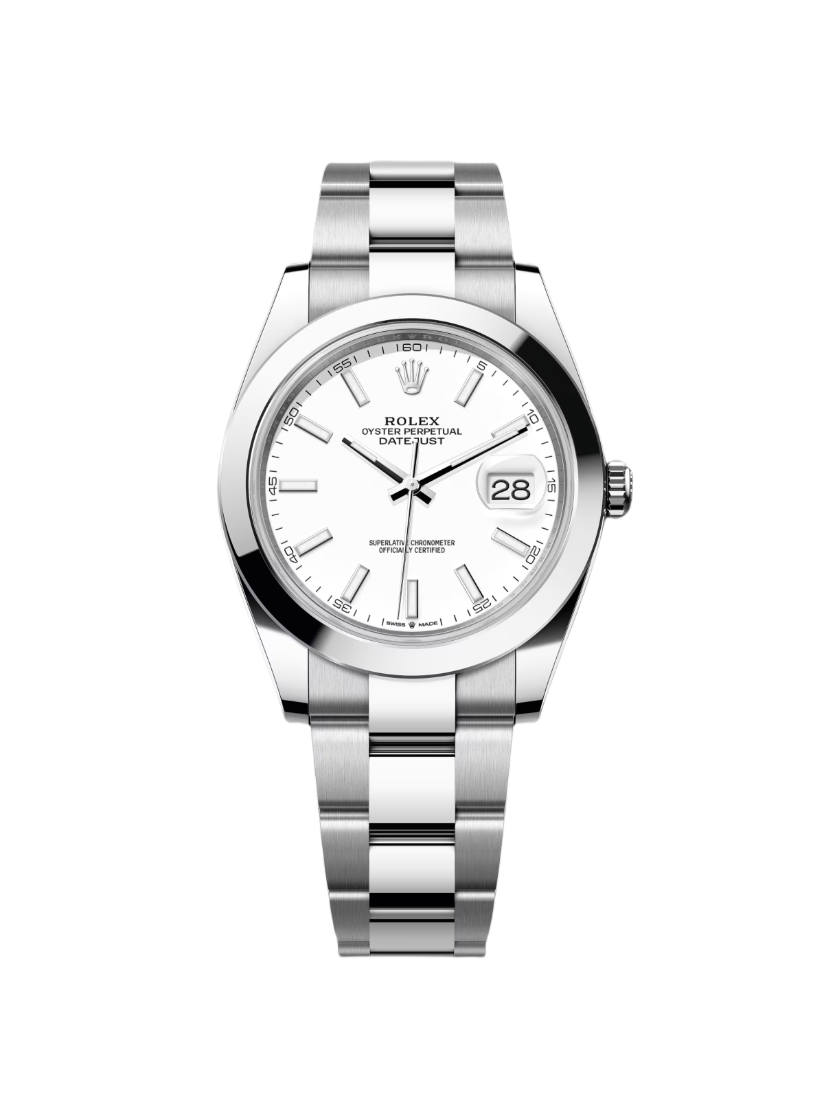 RLX  Datejust 41mm 126300 White Index Oyster Stainless Steel Watch