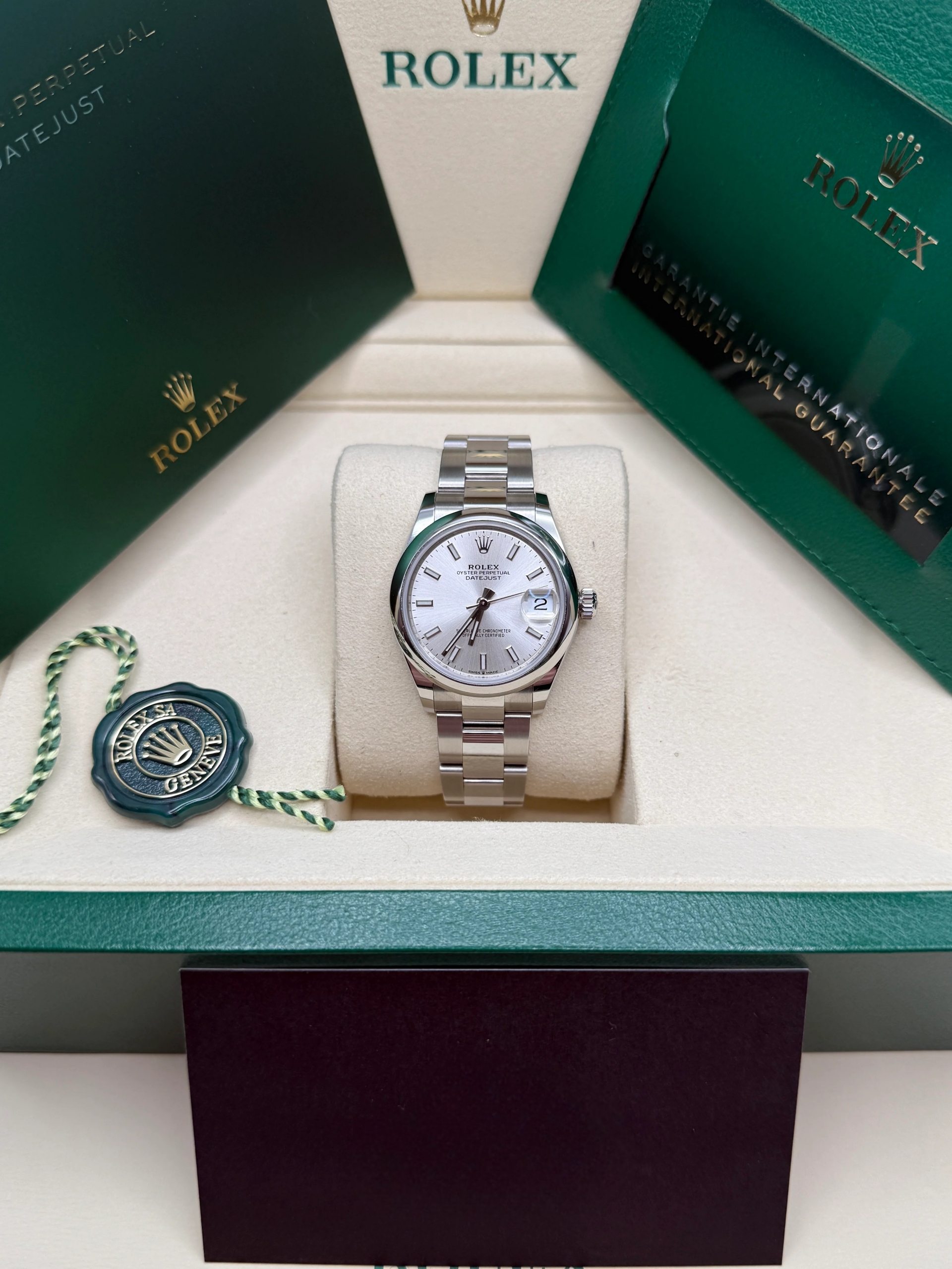 RLX Datejust m278240-0005/0006 31mm  Silver Index Domed Bezel Oyster Oystersteel