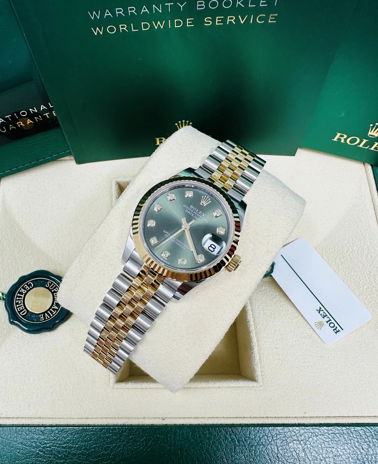 RLX Datejust m278273-0029/0030 31mm Olive Green Dial Stainless Steel and Yellow Gold Oyster Watch