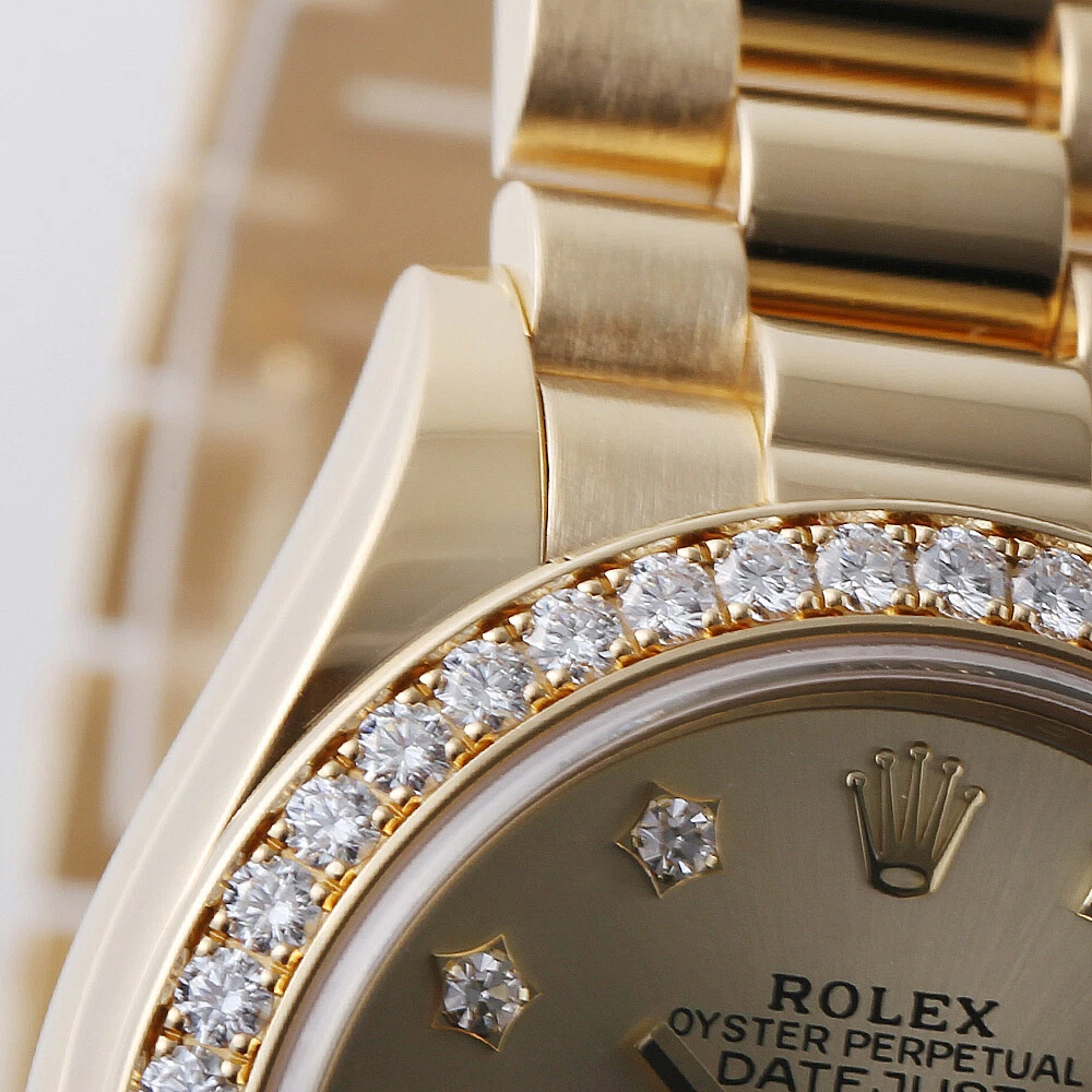 RLX Lady-Datejust 28mm 279138RBR Champagne Diamond Dial and Diamond Bezel Yellow Gold Bracelet