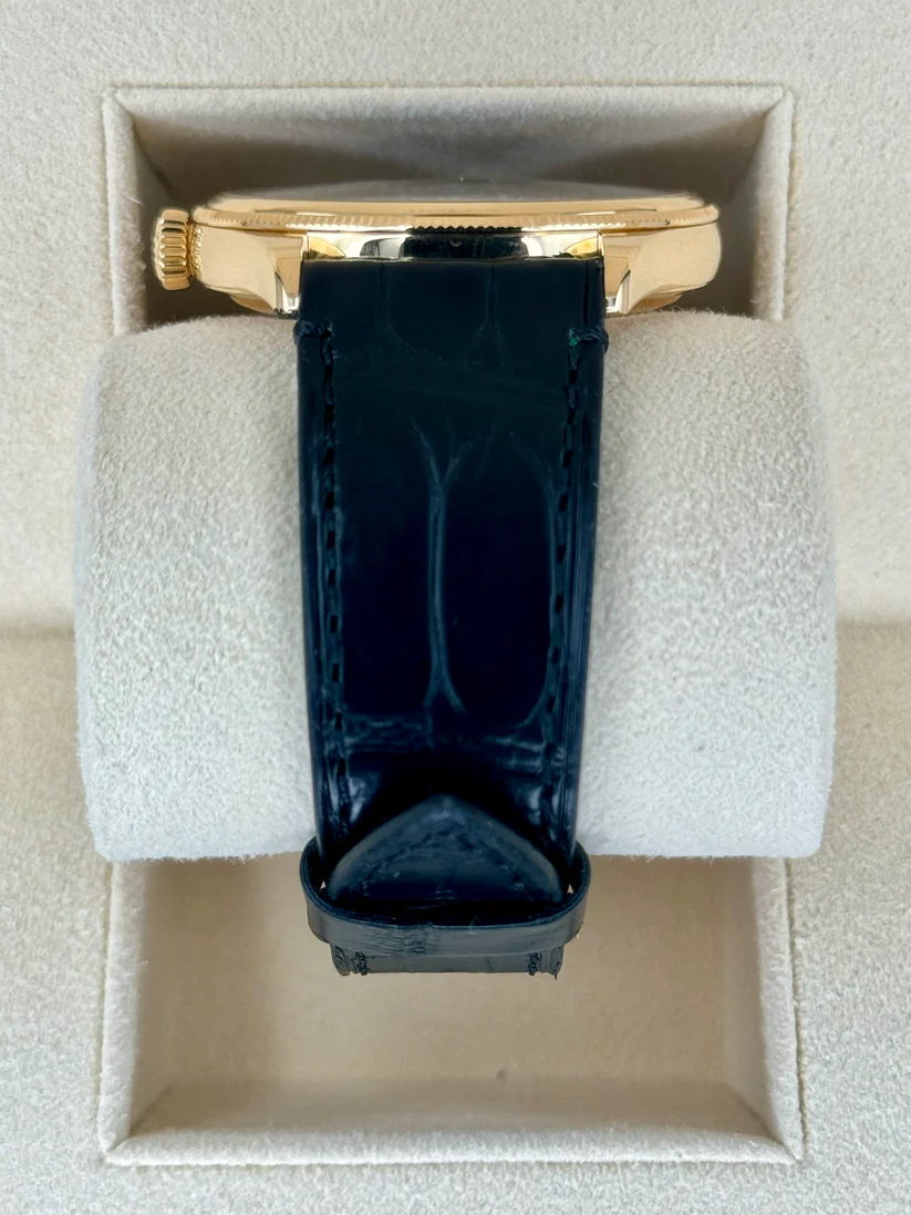 Rolex 1908 Yellow Gold Black Dial Black Alligator Strap - 52508-0002