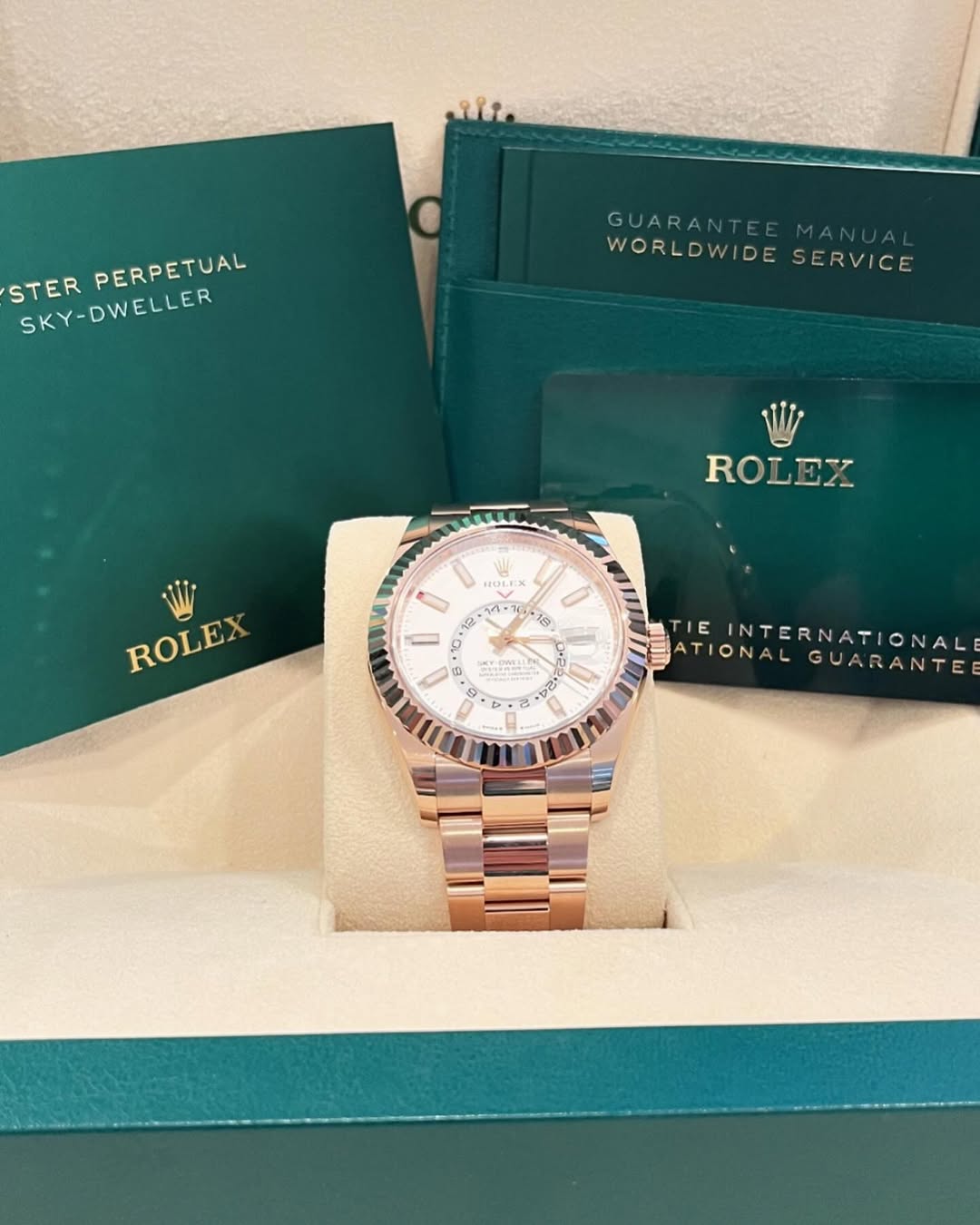 RLX  Sky-Dweller 42mm 336935-0003/0007 Rose Gold White Dial Oyster