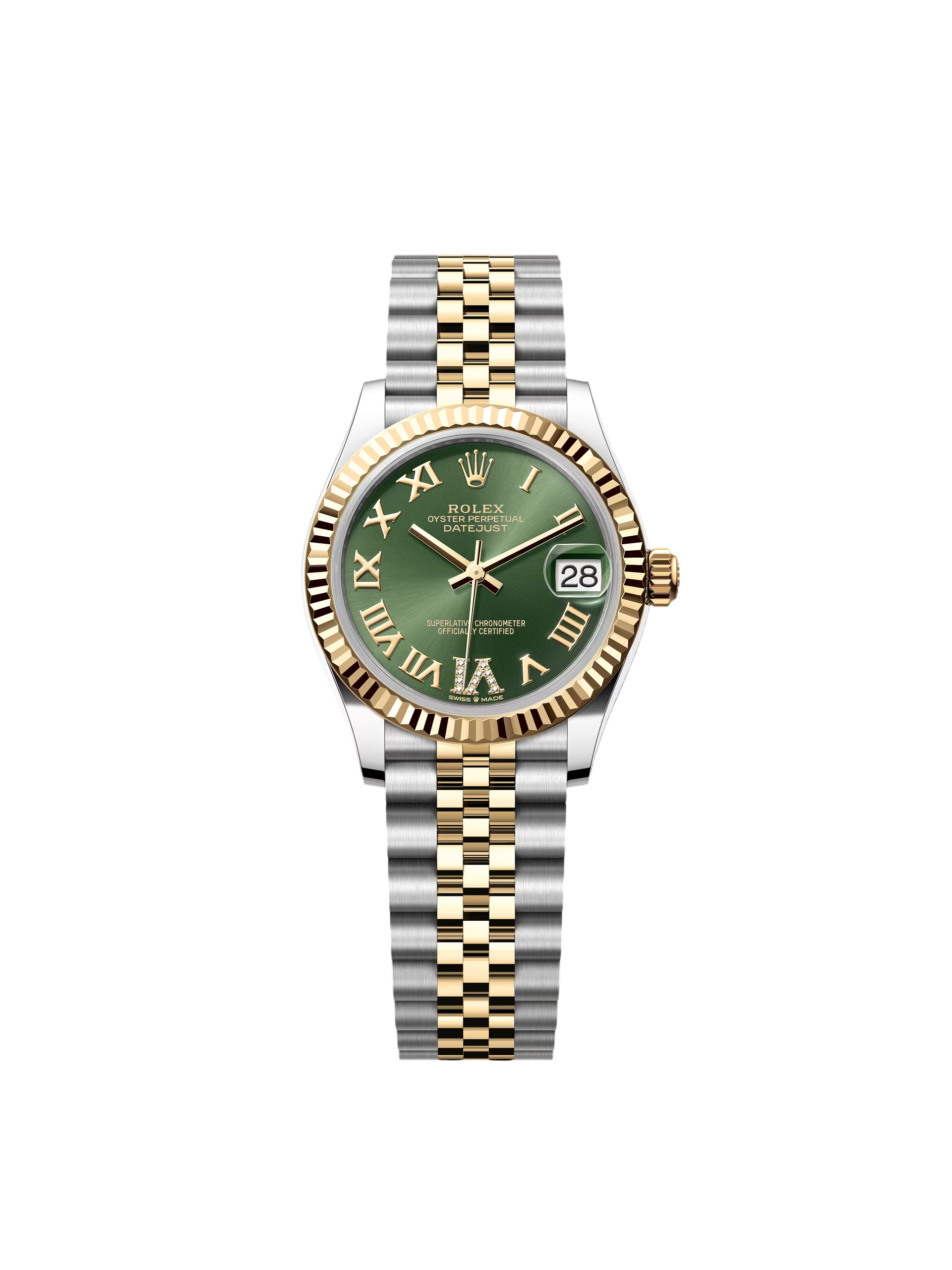 RLX Datejust m278273-0015/0016 31mm Olive Green Dial Stainless Steel and Yellow Gold Oyster Watch