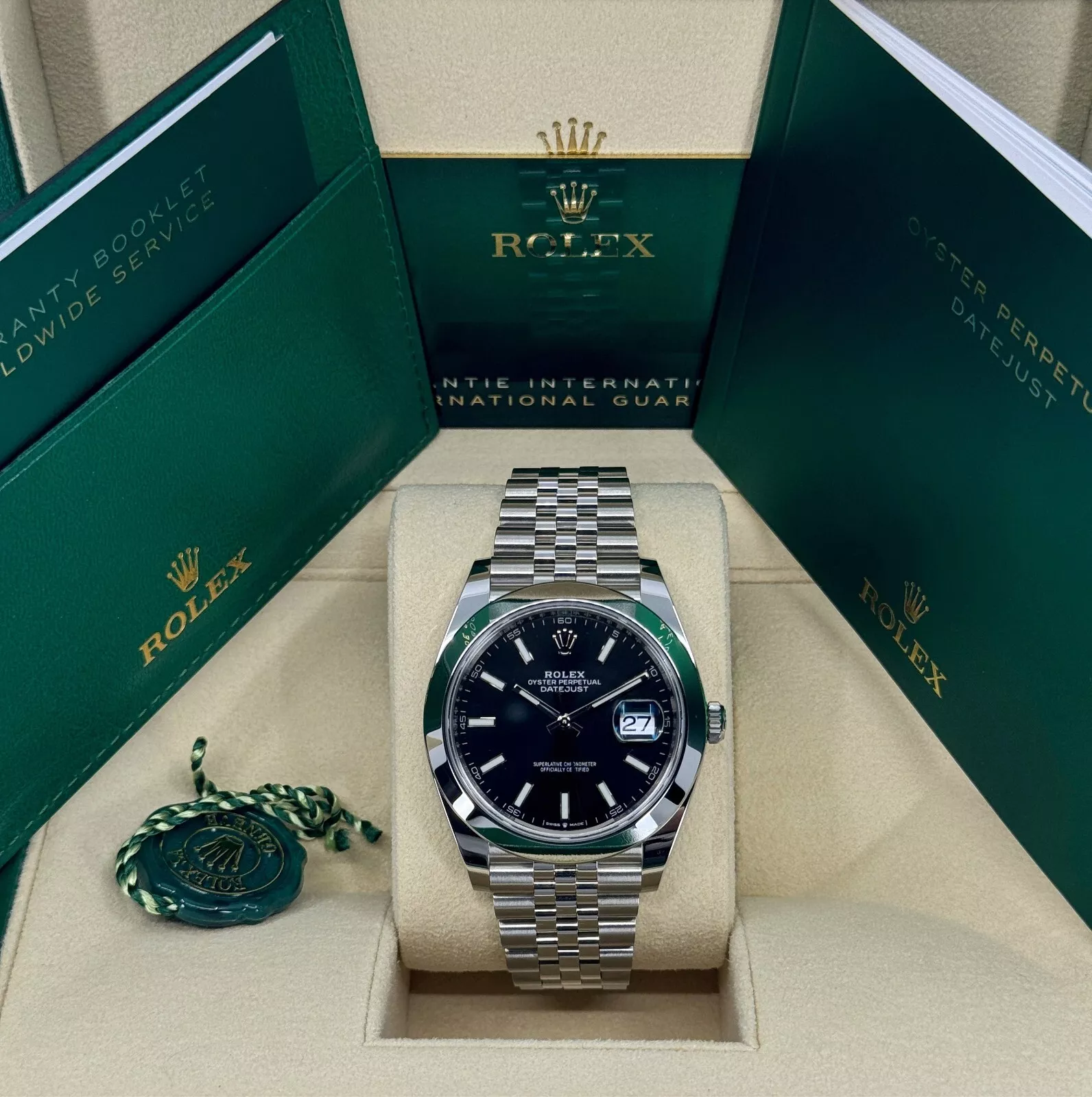 RLX Datejust 41mm 126300 Black Index Oyster 41mm Stainless Steel Watch