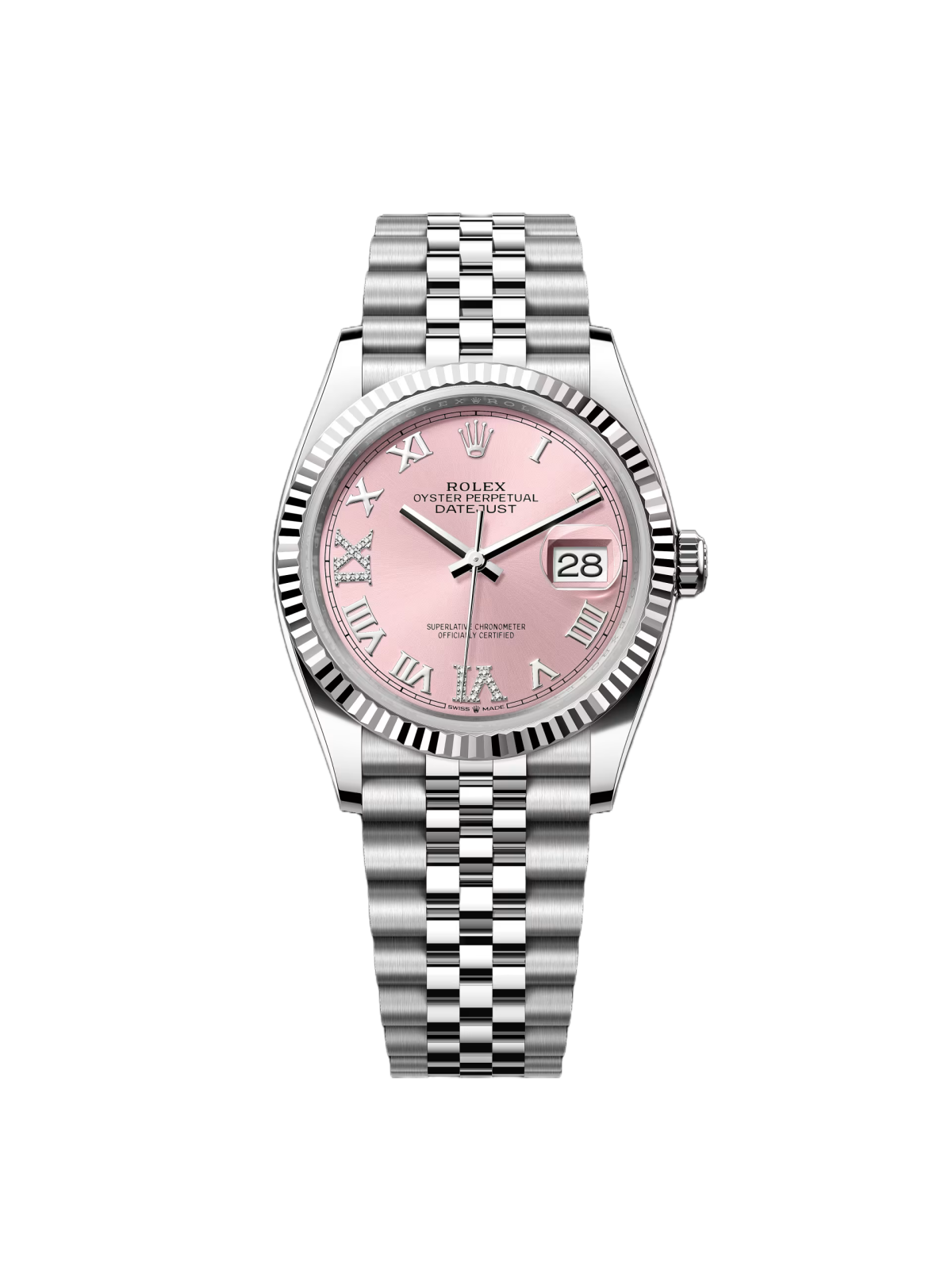 RLX  Datejust 36mm 126234 Pink Roman Dial Oyster Stainless Steel