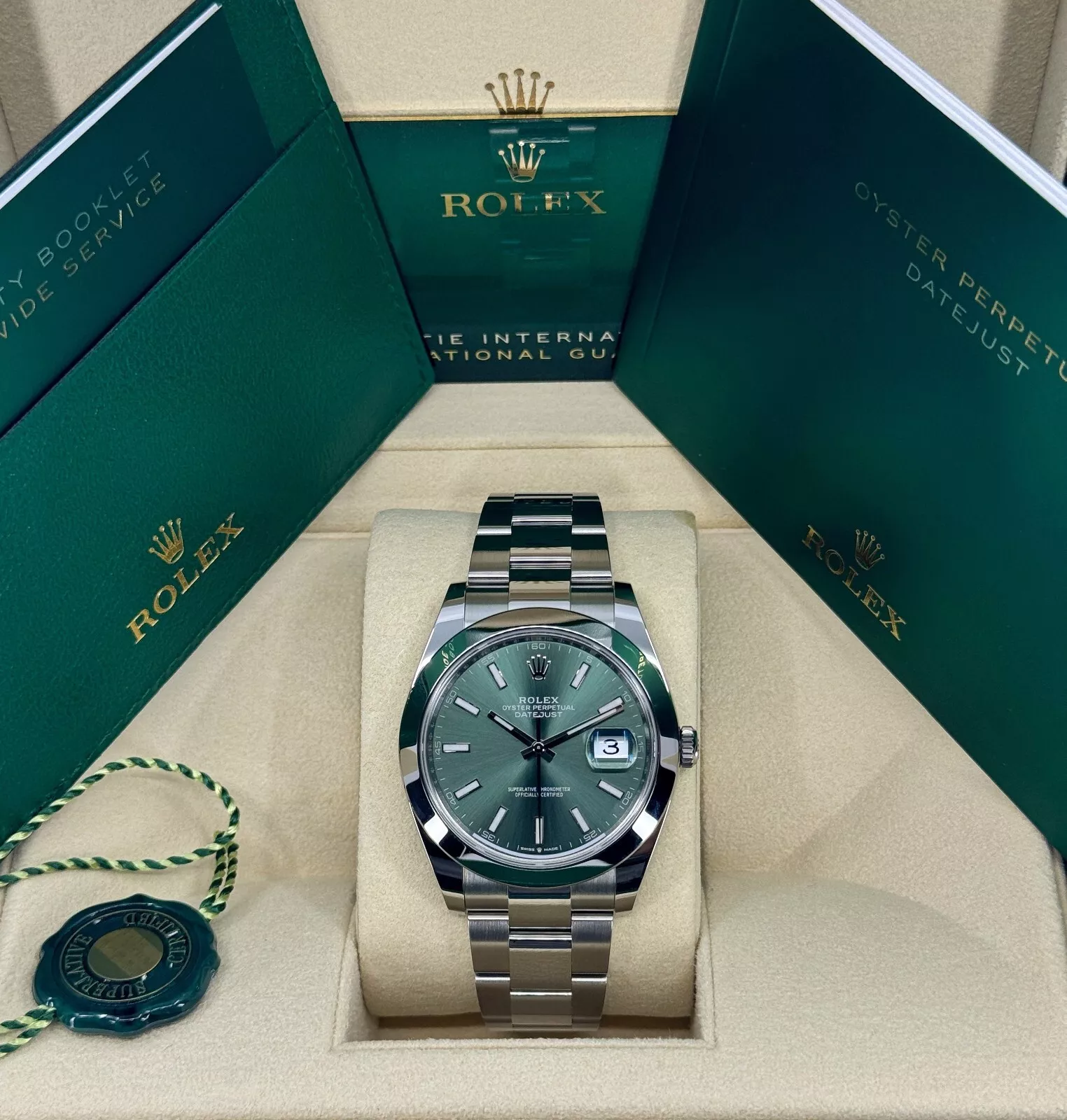 RLX Datejust 41mm 126300 Mint Green Dial Stainless Steel Oyster Bracelet Watch