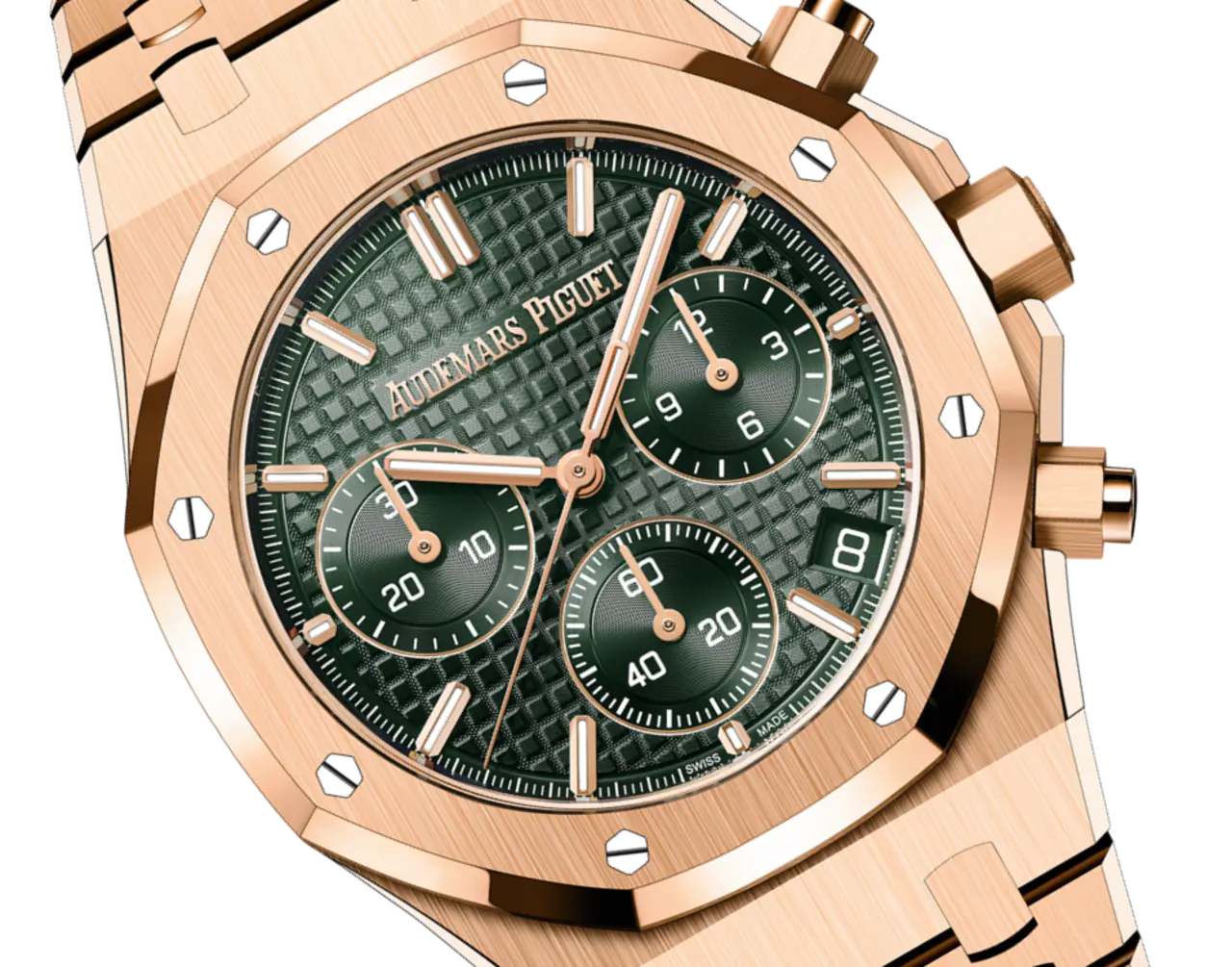A&P ROYAL OAK Pink Gold Khaki Green Dial CHRONOGRAPH 41mm