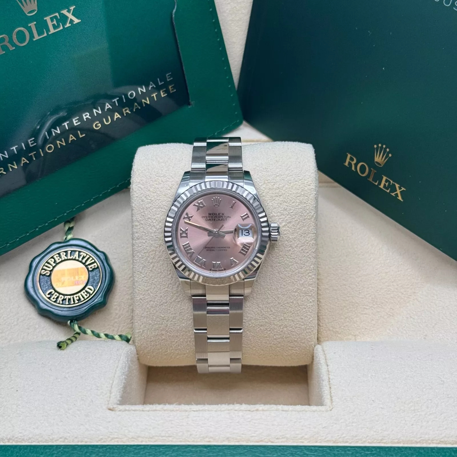 RLX Lady-Datejust 28mm 279174 Pink Roman Dial Oyster Bracelet