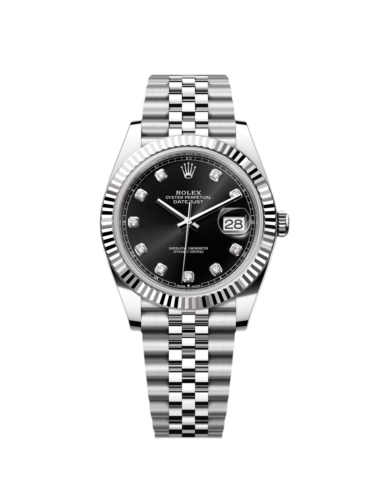 RLX  Datejust 41mm 126334 Black Diamond Oyster Stainless Steel Mens Watch