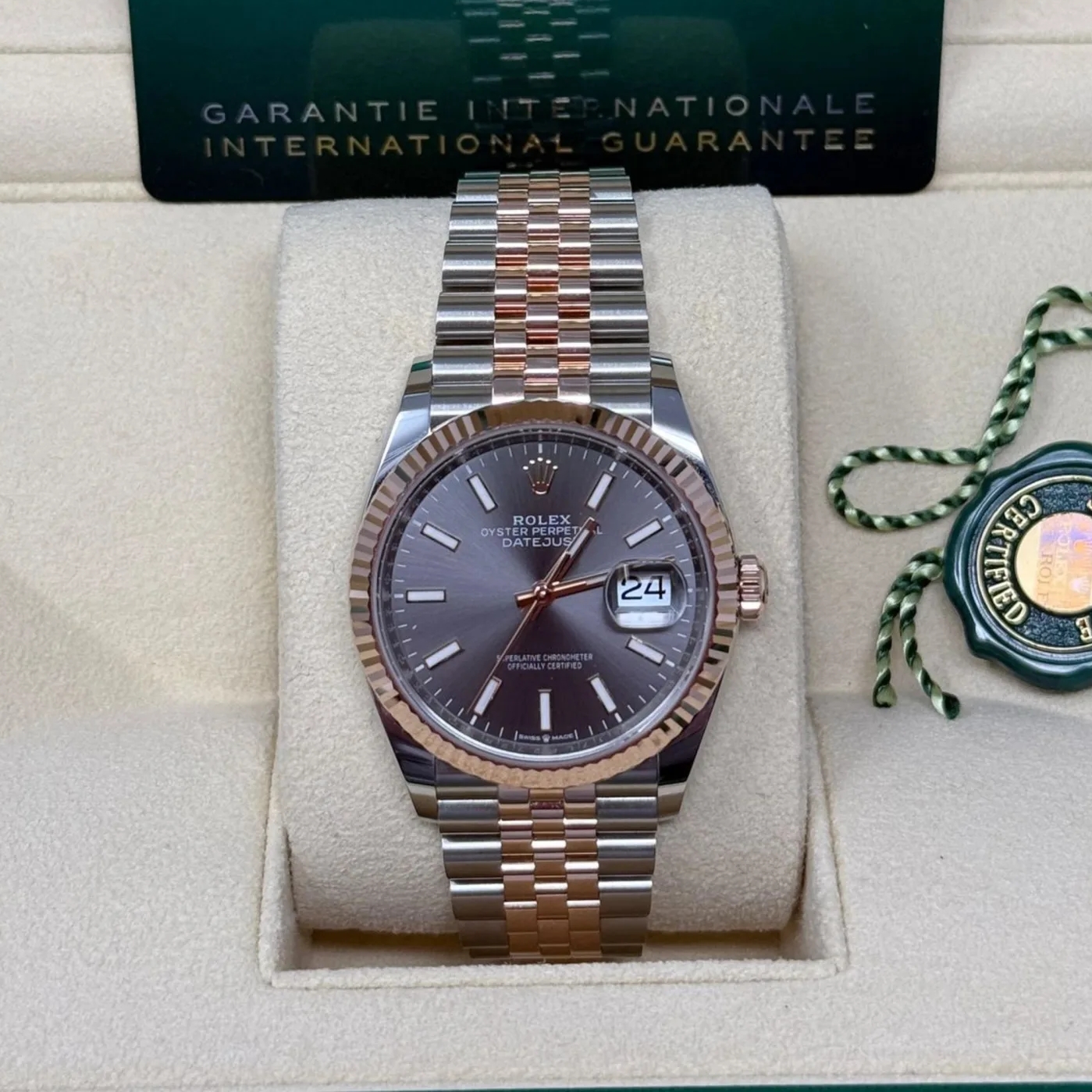 RLX  Datejust 36mm 126231 Slate/Gray Dial Oystersteel and 18K Rose gold Oyster Bracelet