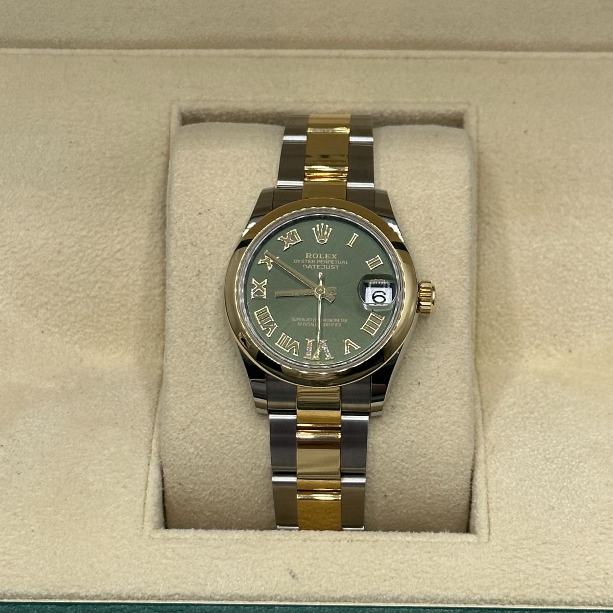 RLX Datejust m278243-0015/0016 31mm Olive Green Dial Yellow Rolesor Oyster Watch