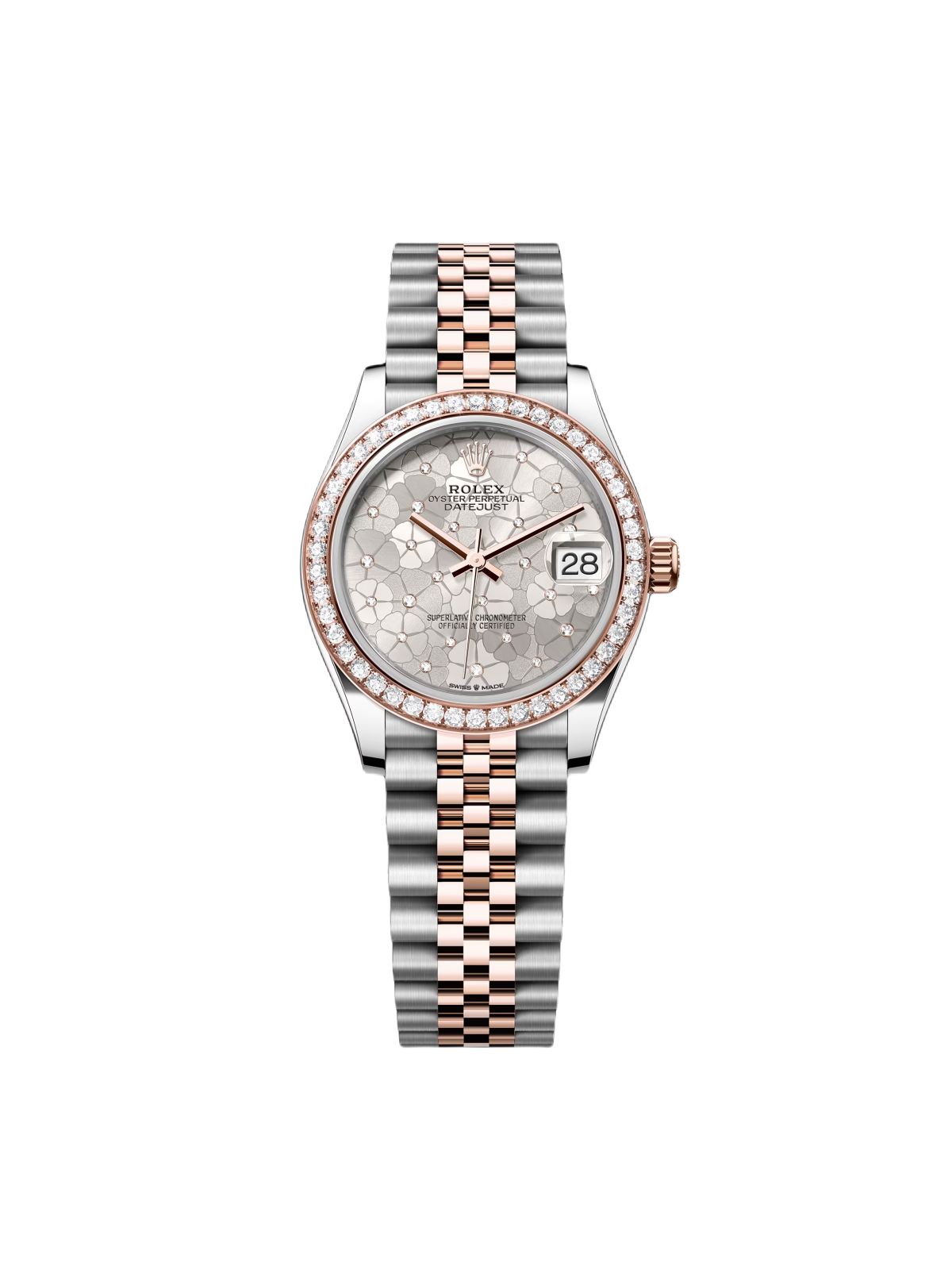 RLX Datejust m278381-0031/0032 Silver Floral Motif Diamond Dial Diamond-Set Bezel 31mm