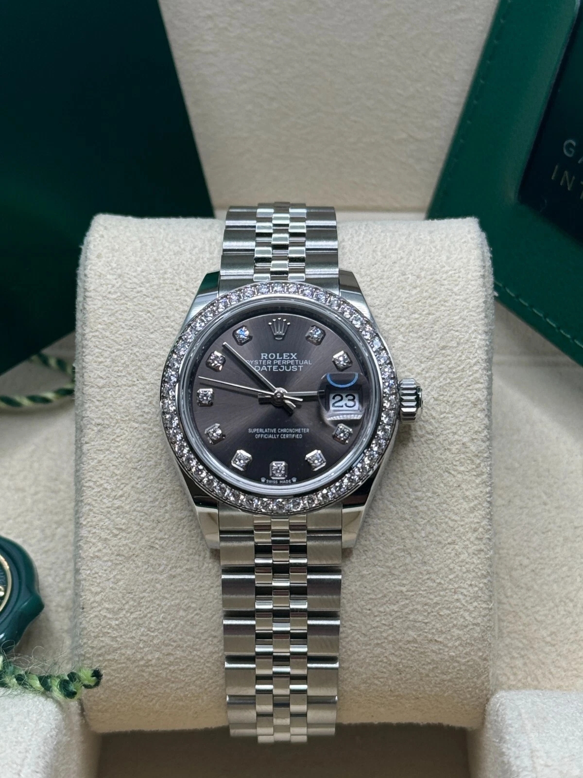 RLX Lady-Datejust 28mm 279384RBR Dark Gray set with Diamonds