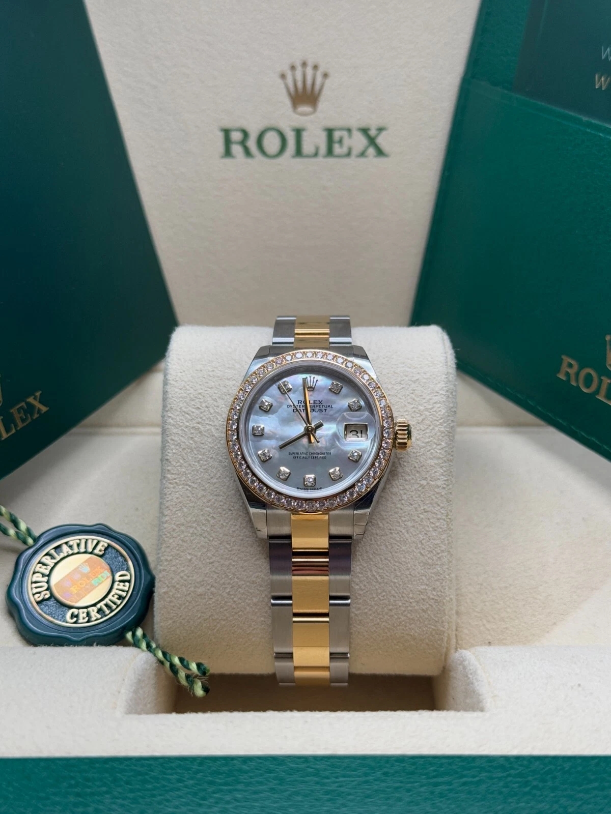 RLX Lady-Datejust 28mm 279383RBR Mother-of-Pearl Dial Yellow Rolesor Oyster Bracelet
