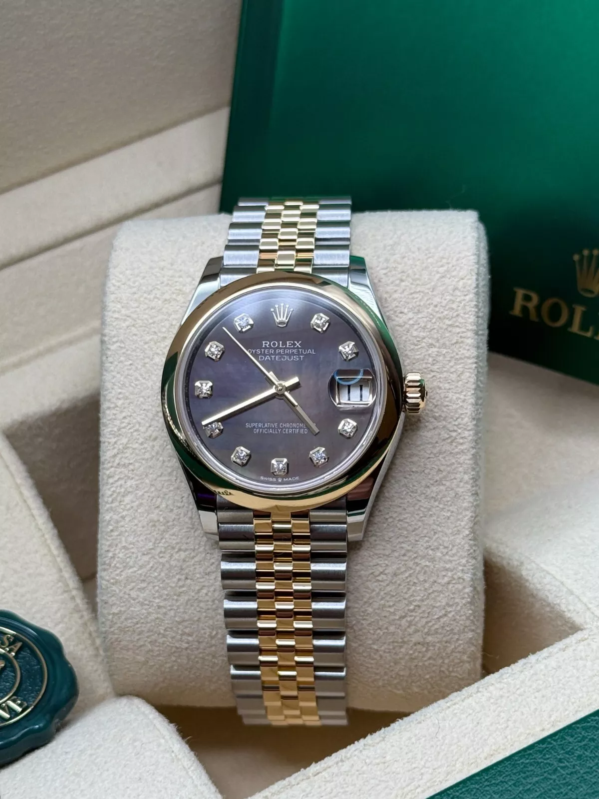 RLX Datejust m278243-0023/0024 31mm Black Mother-of-Pearl Dial Yellow Rolesor Oyster Watch