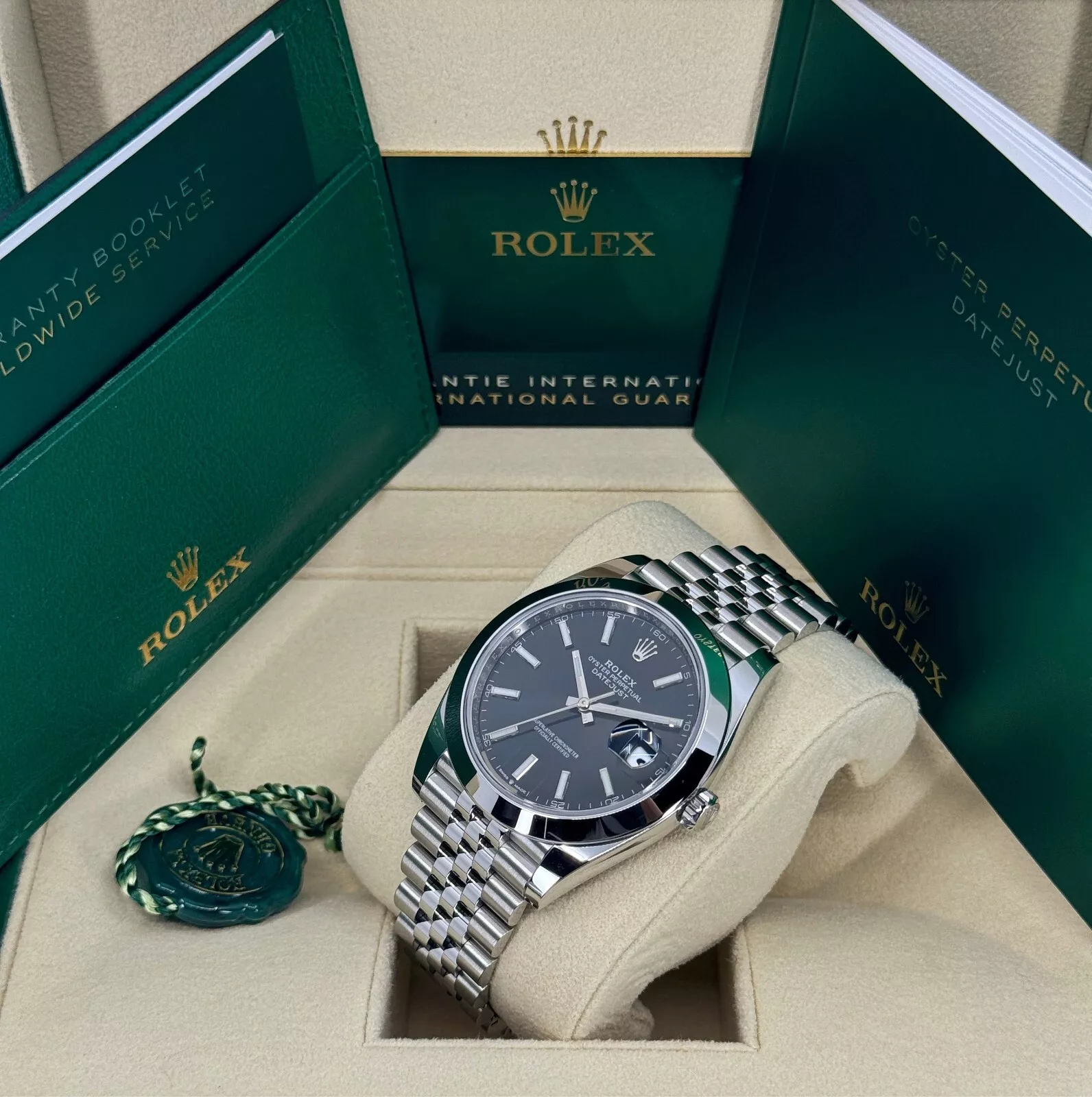 RLX Datejust 41mm 126300 Black Index Oyster 41mm Stainless Steel Watch