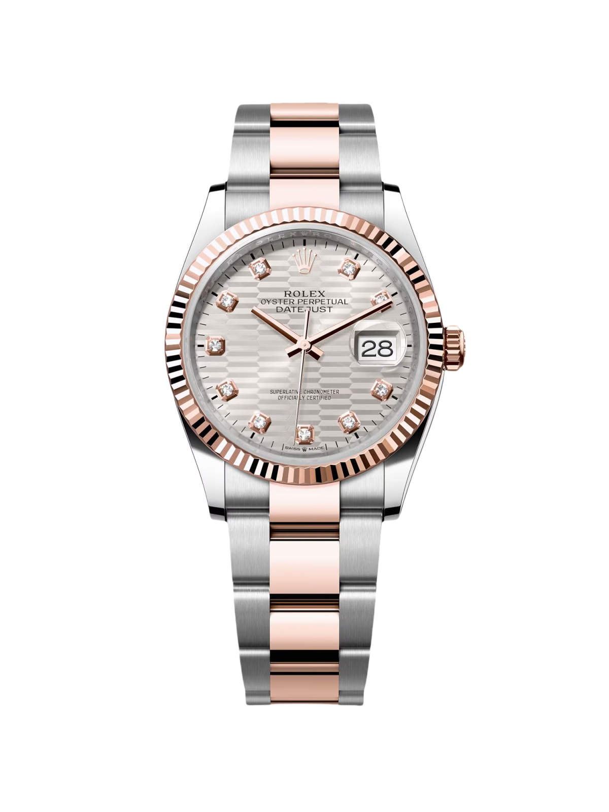 RLX  Datejust 36mm 126231 Silver Fluted Motif Dial Oystersteel and Everose gold Bracelet