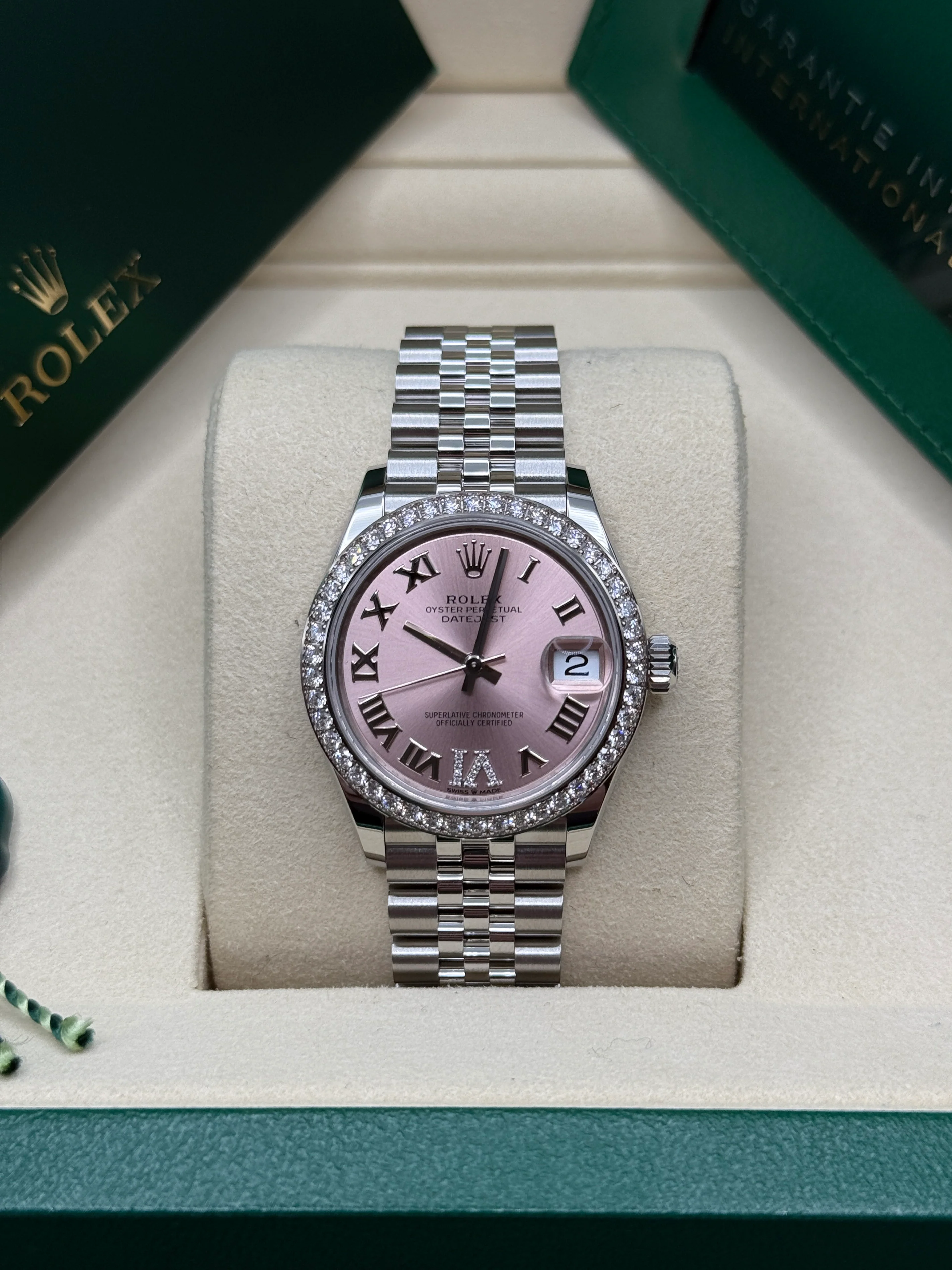 RLX Datejust m278384RBR-0027/0028 Pink 31mm Dial Oyster Watch