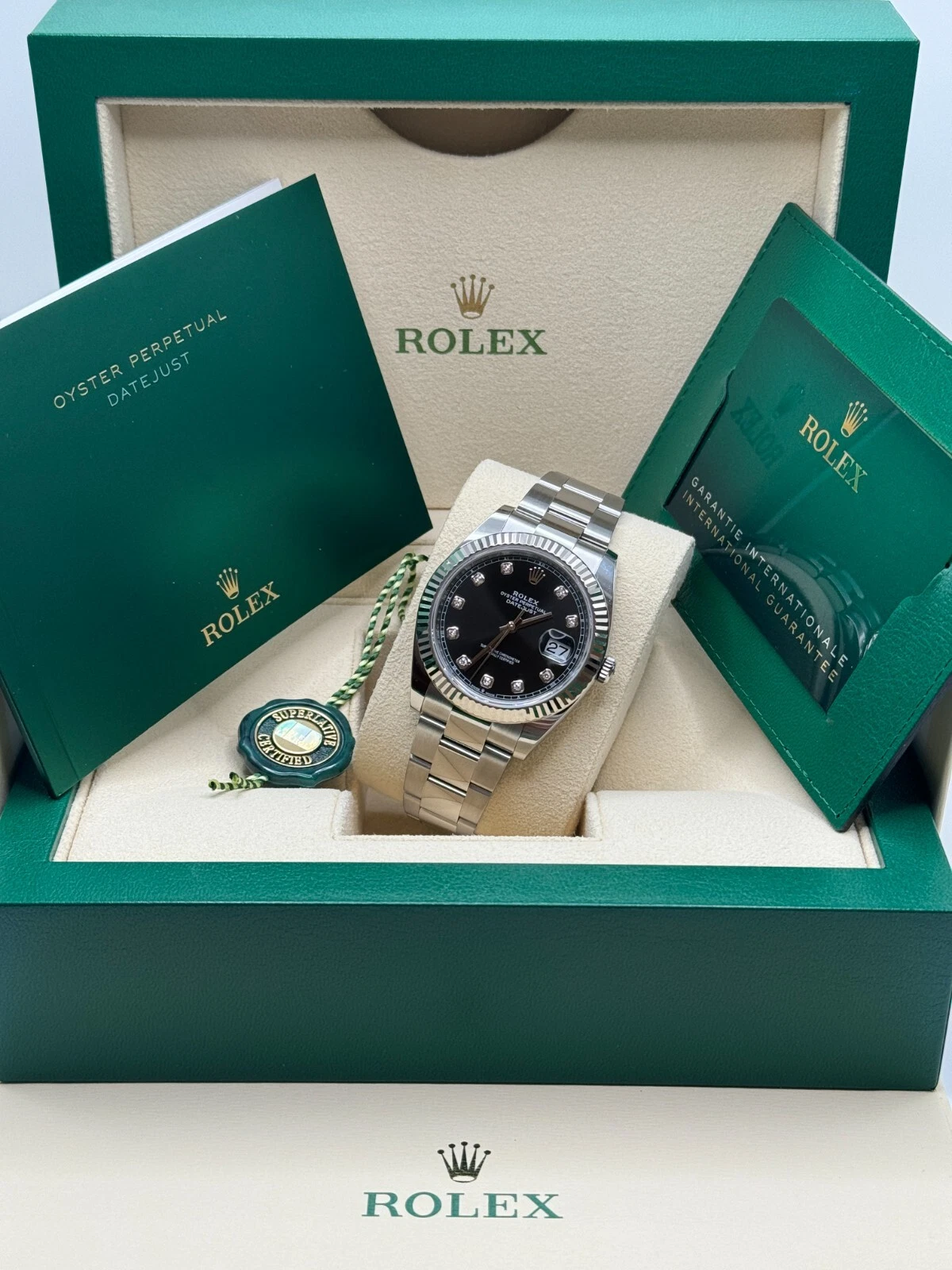 RLX  Datejust 41mm 126334 Black Diamond Oyster Stainless Steel Mens Watch