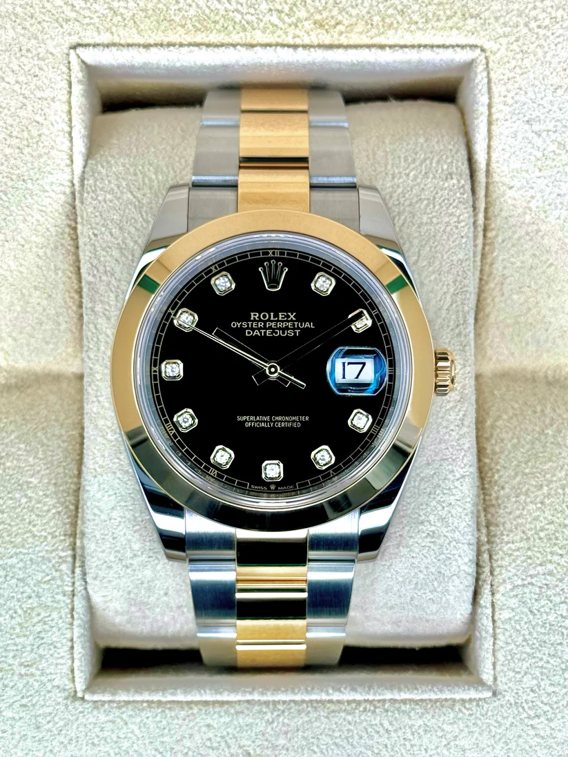 RLX Datejust 41mm 126303 Black Diamond Oyster Steel and Yellow Gold Mens Watch