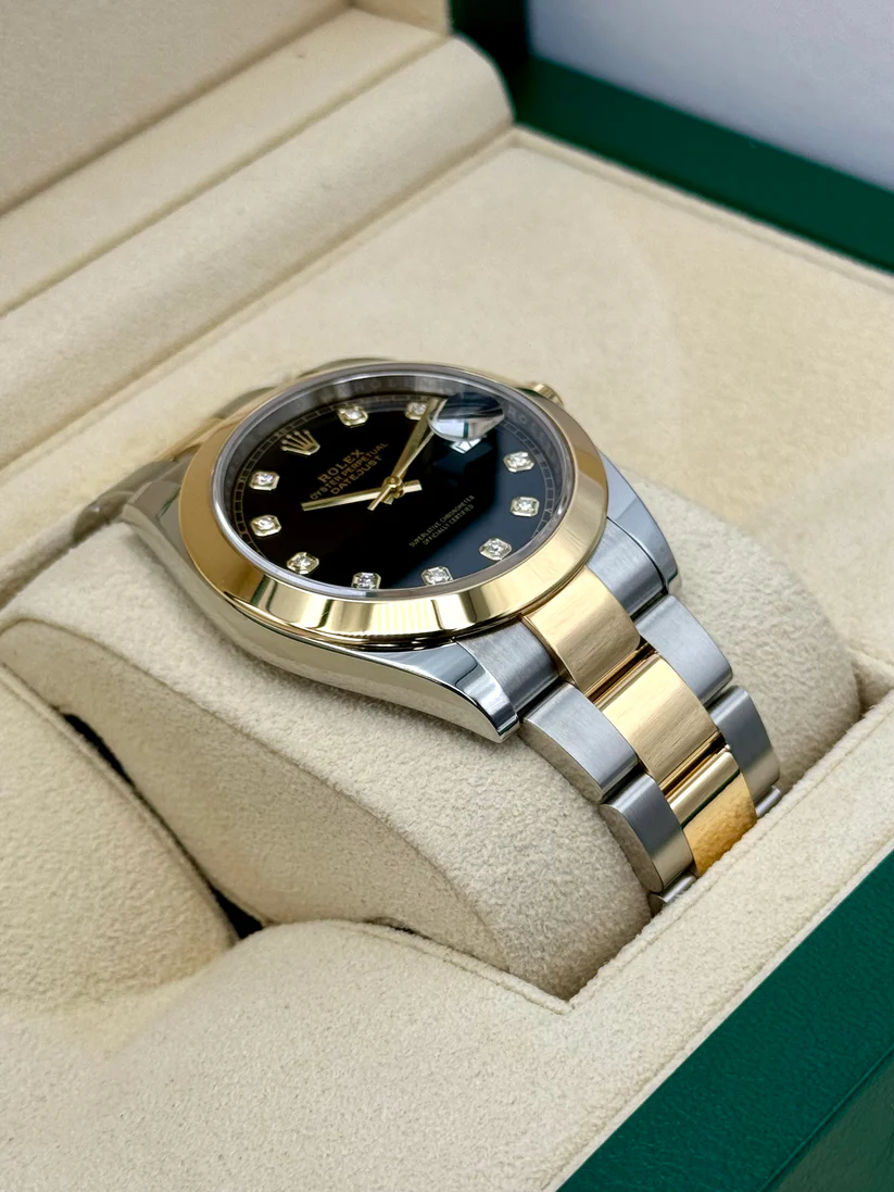 RLX Datejust 41mm 126303 Black Diamond Oyster Steel and Yellow Gold Mens Watch